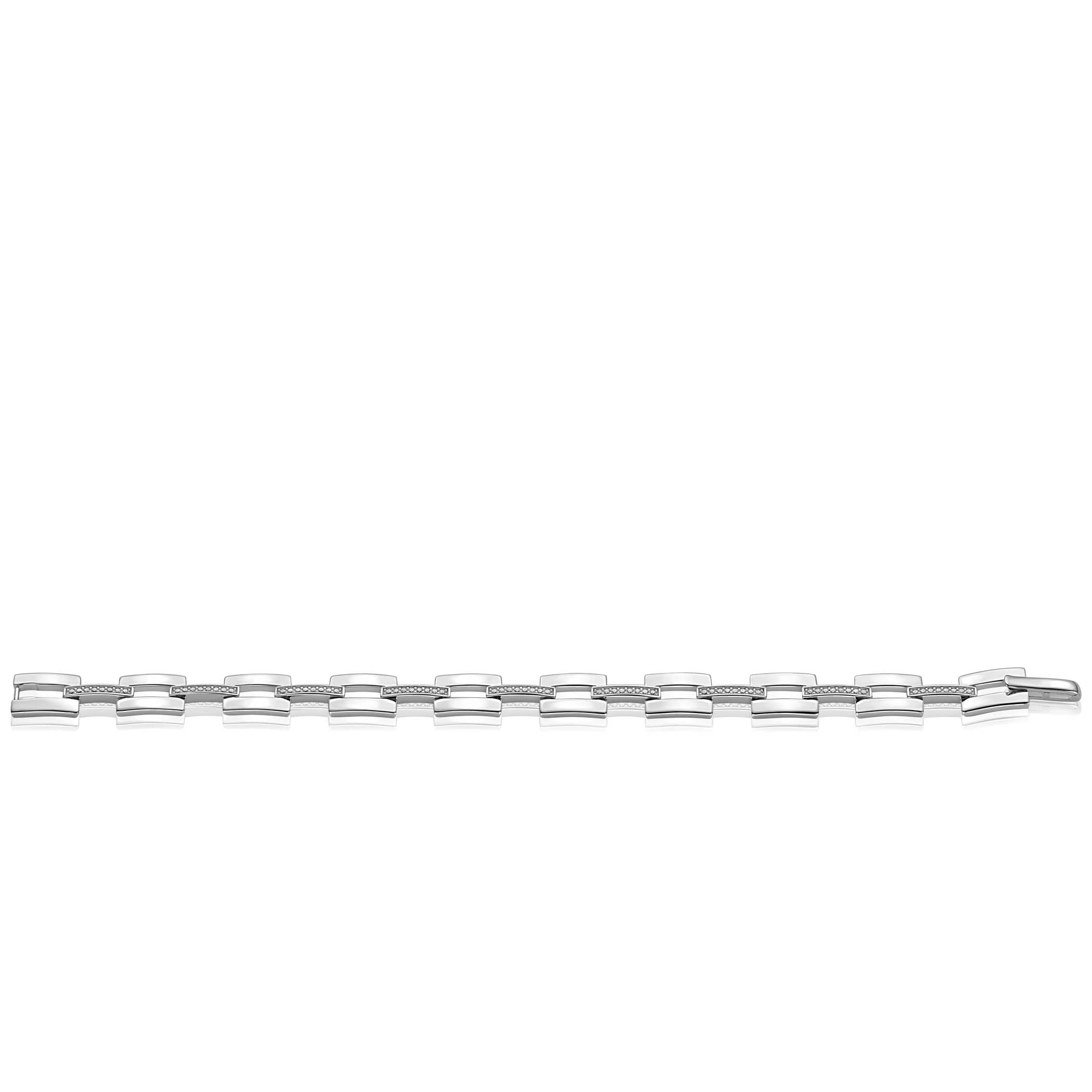 Mart Visser by ZINZI silver link bracelet, 9mm, with rectangular links adorned with white zirconia, MVA27