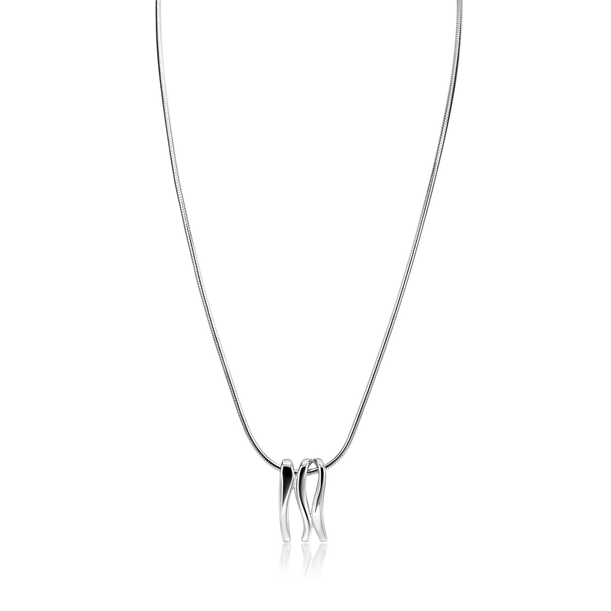 45cm Mart Visser by ZINZI silver snake chain including an organically shaped pendant, 21mm, MVC25