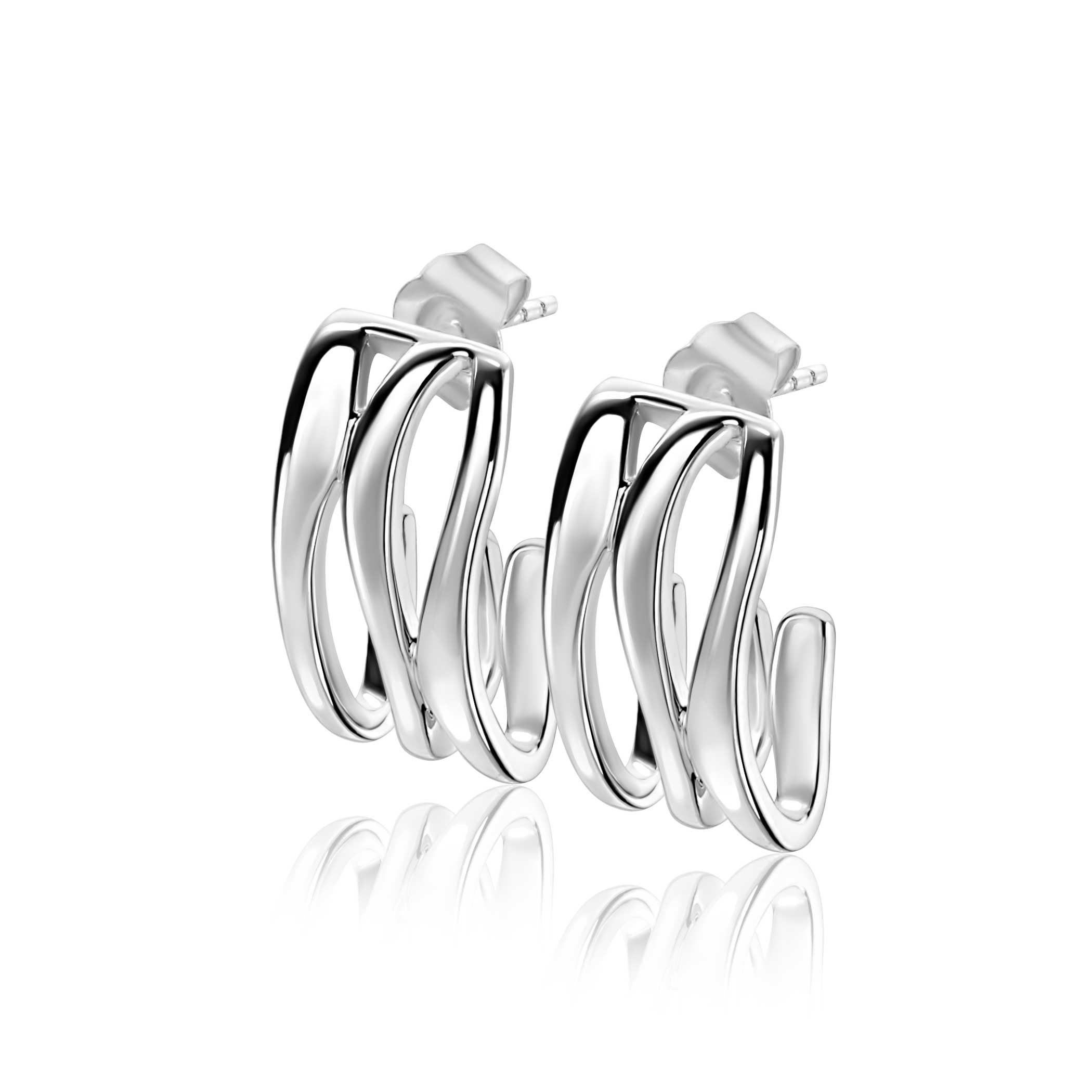 21mm Mart Visser by ZINZI silver earrings, organically shaped and smooth, MVO25