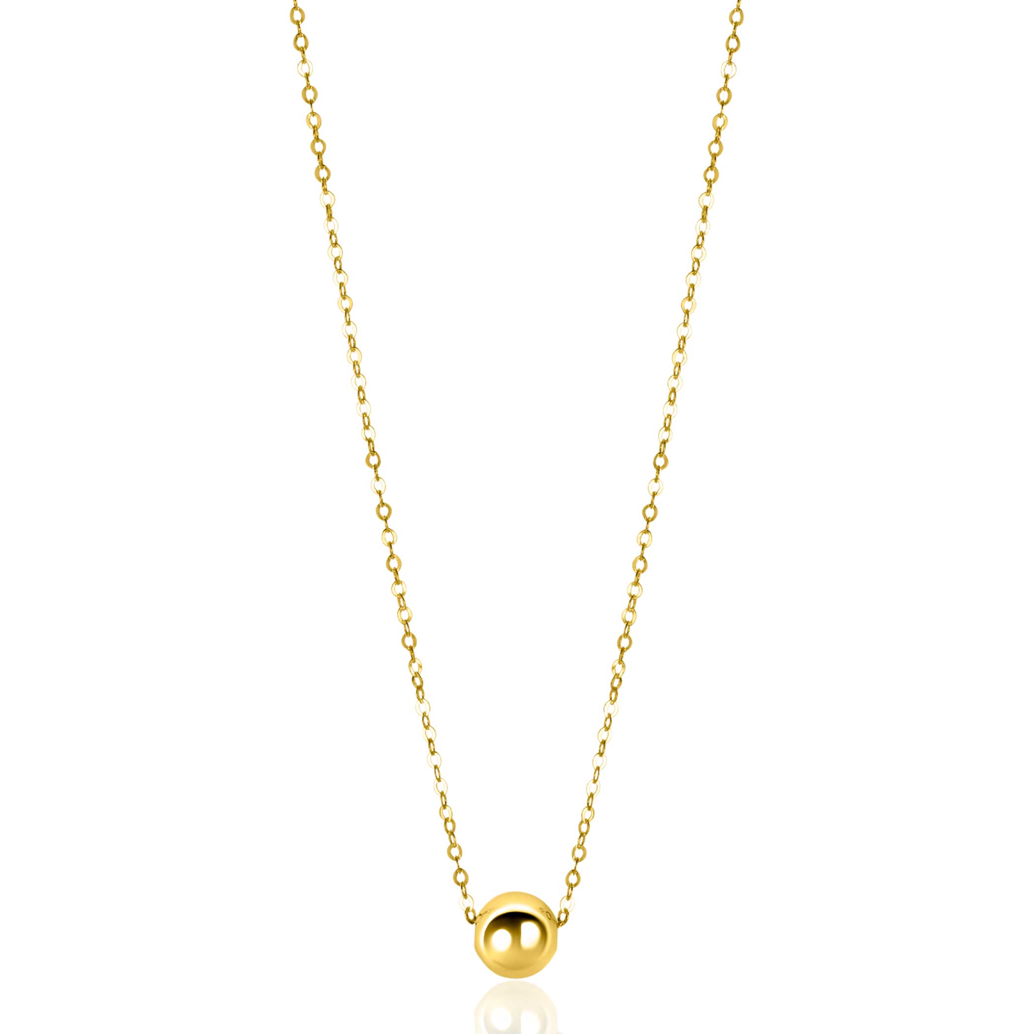 ZINZI Gold 14 carat gold link necklace with elegant smooth bead of 6mm, 42-45cm ZGC505
