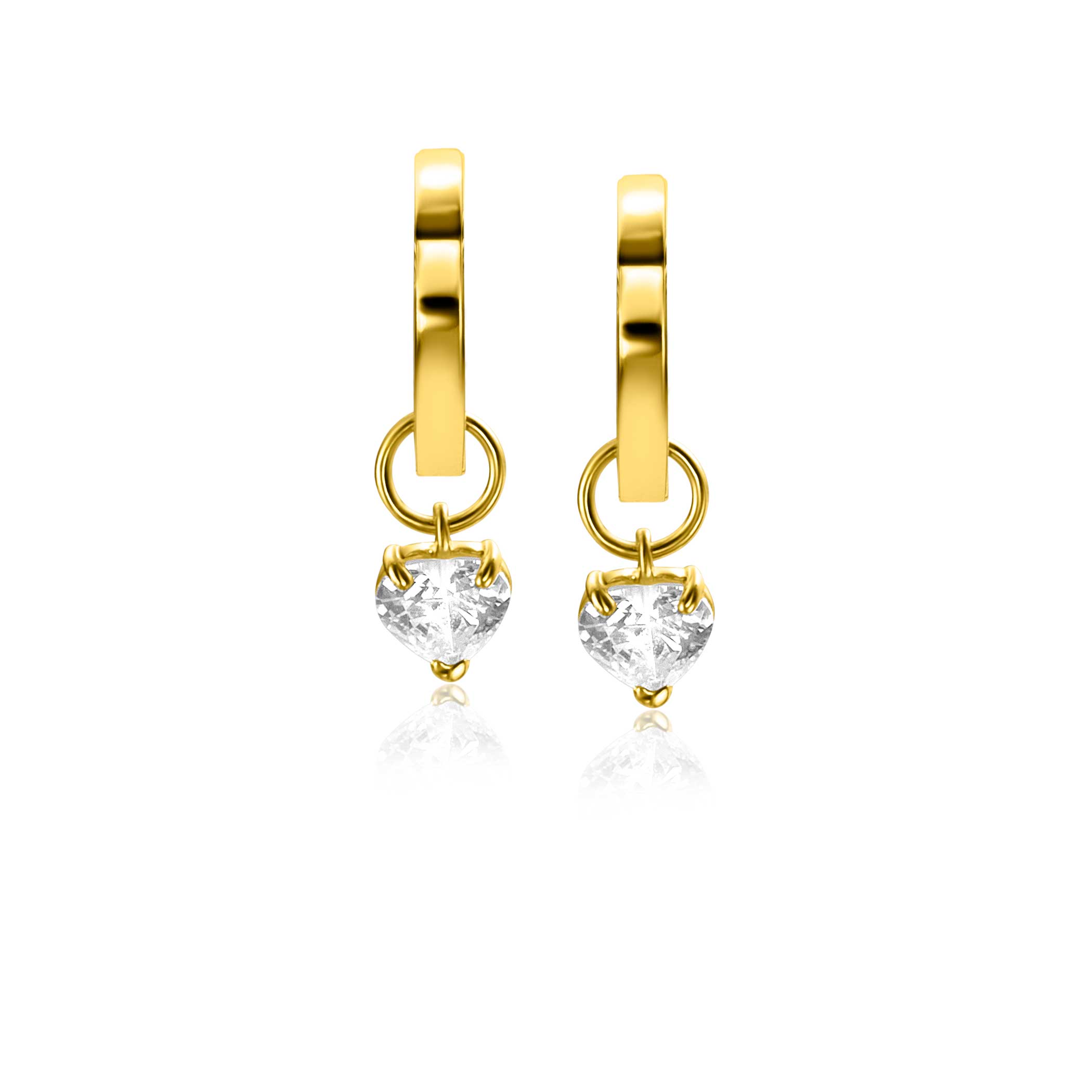 ZINZI 14K Gold Earrings Pendants Heart White Zirconia 5mm ZGCH422 (excl. hoop earrings)