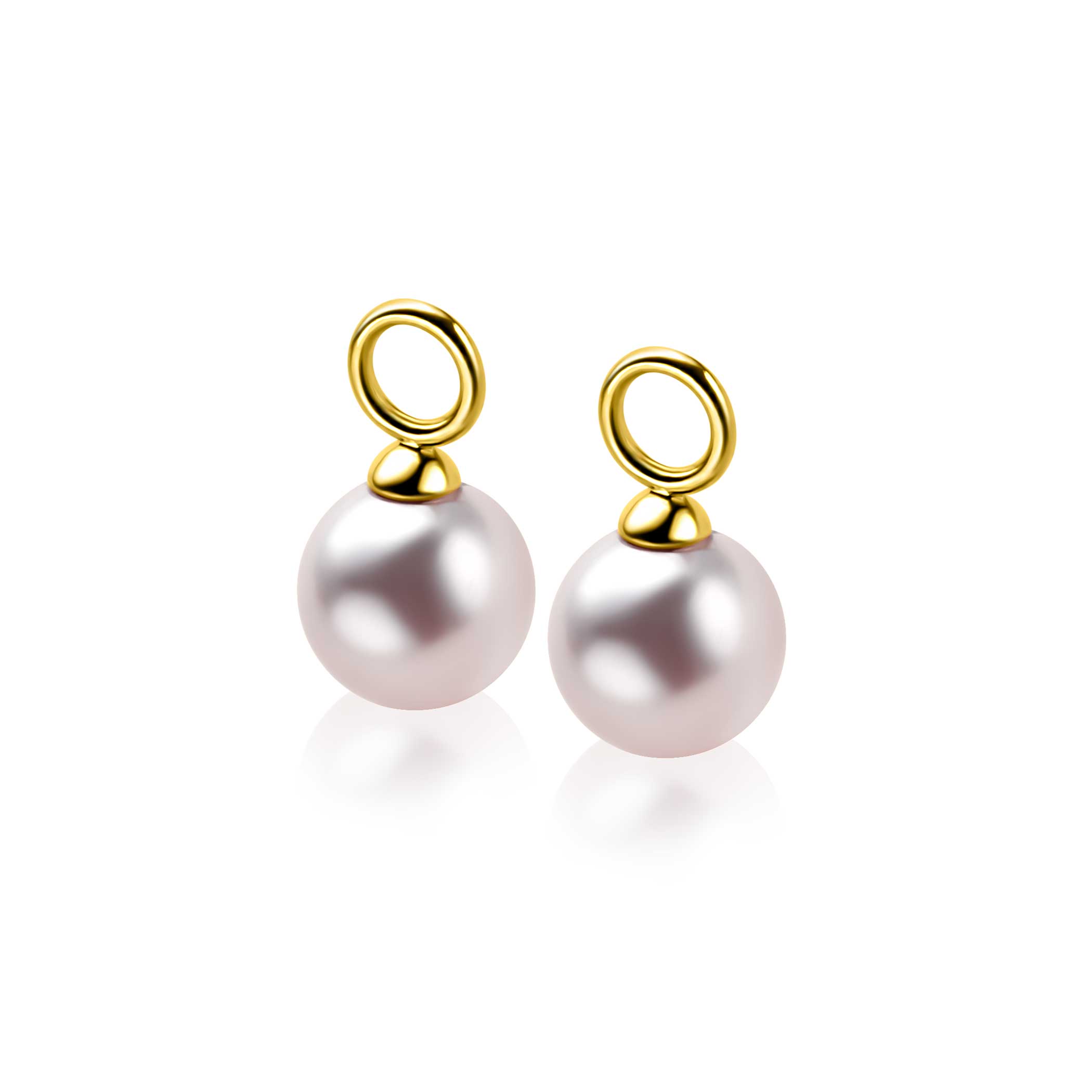 10mm ZINZI Gold 14-karat gold earring pendants with pink Swarovski crystal pearl, ZGCH002 (without hoops)