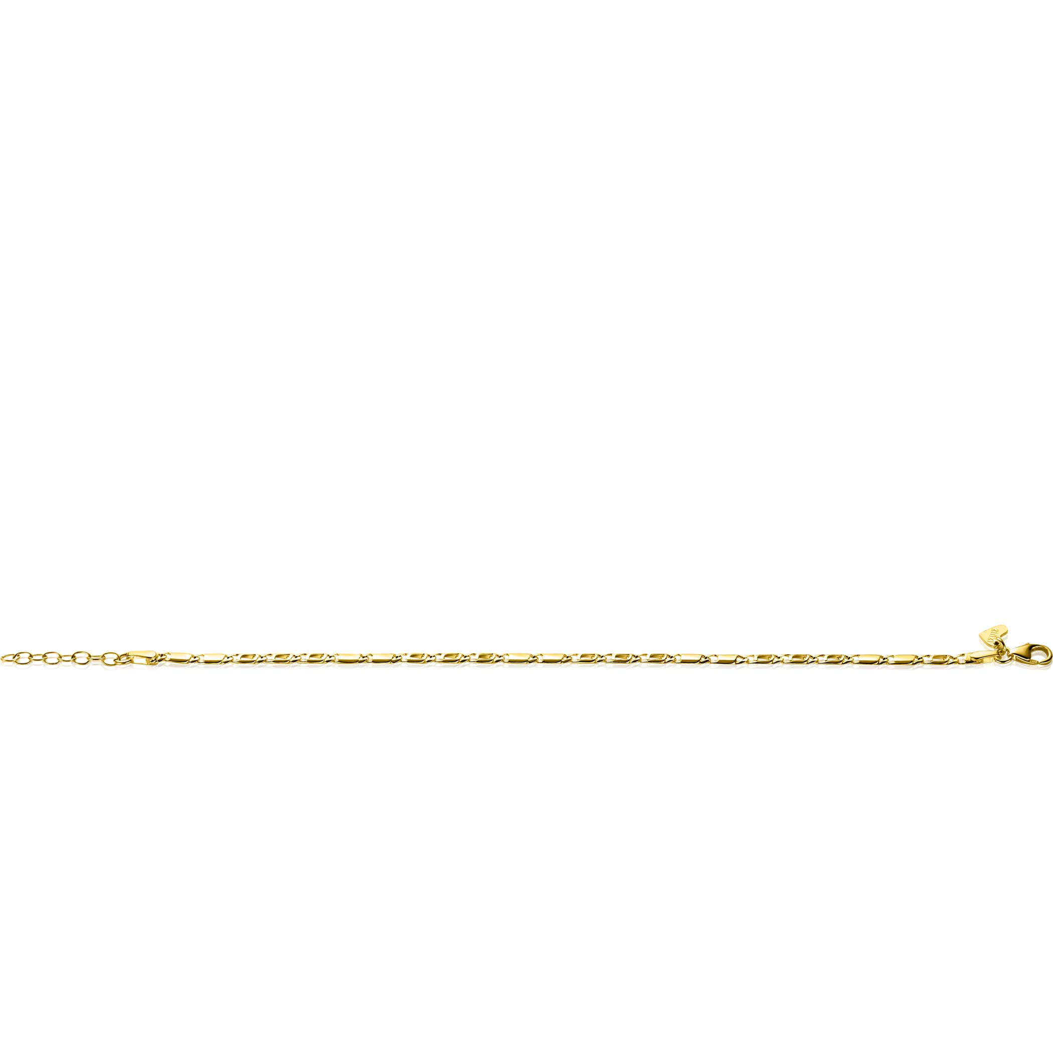 ZINZI Gold 14 karat gold solid bracelet with hawk eye links and shiny plates, 2.6mm wide, 17-19cm, ZGA499
