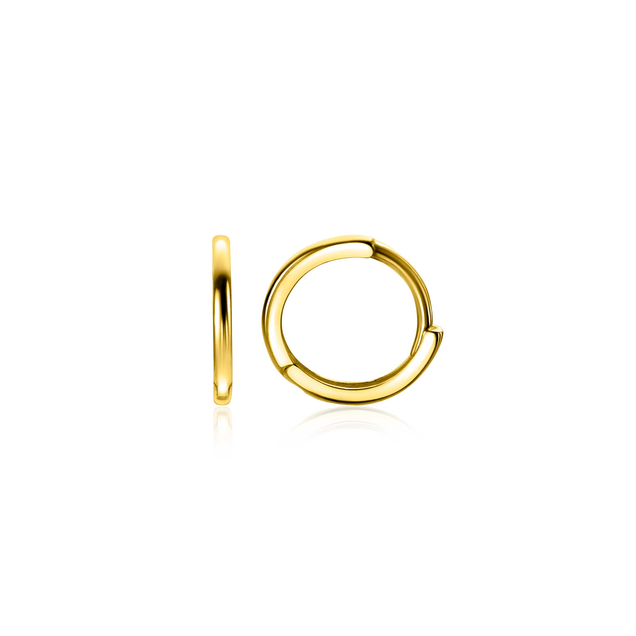 10mm ZINZI 14K Gold Hoop Earrings Small Round Tube 1,2mm width ZGO523