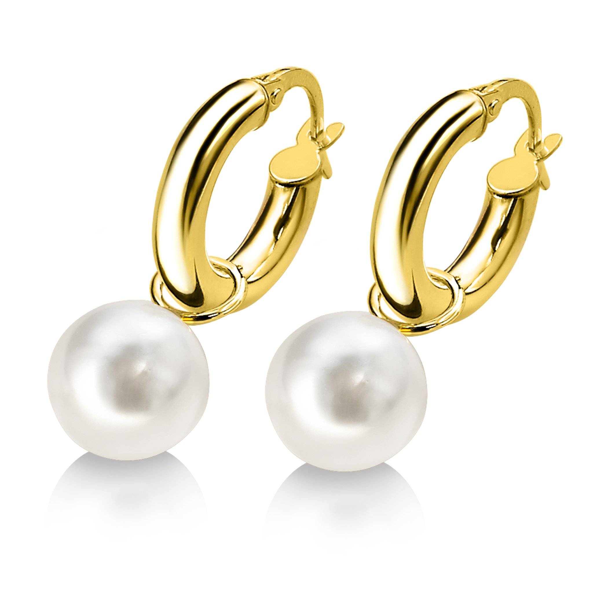 ZINZI 14K Gold Earrings Pendants Pearl White 8mm ZGCH144 (excl. hoop earrings)