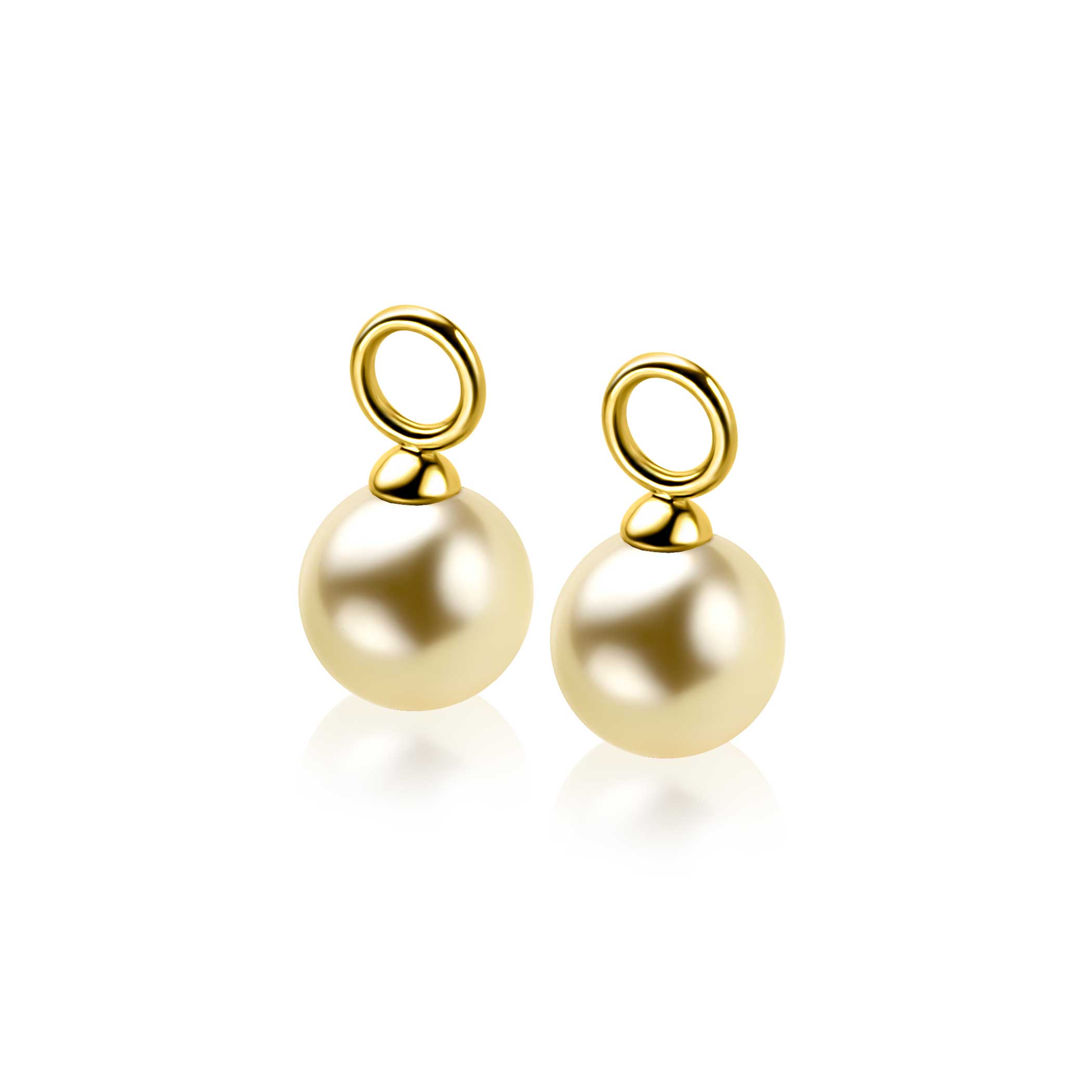 10mm ZINZI Gold 14-karat gold earring pendants with gold-colored Swarovski crystal pearl, ZGCH004 (without hoops)