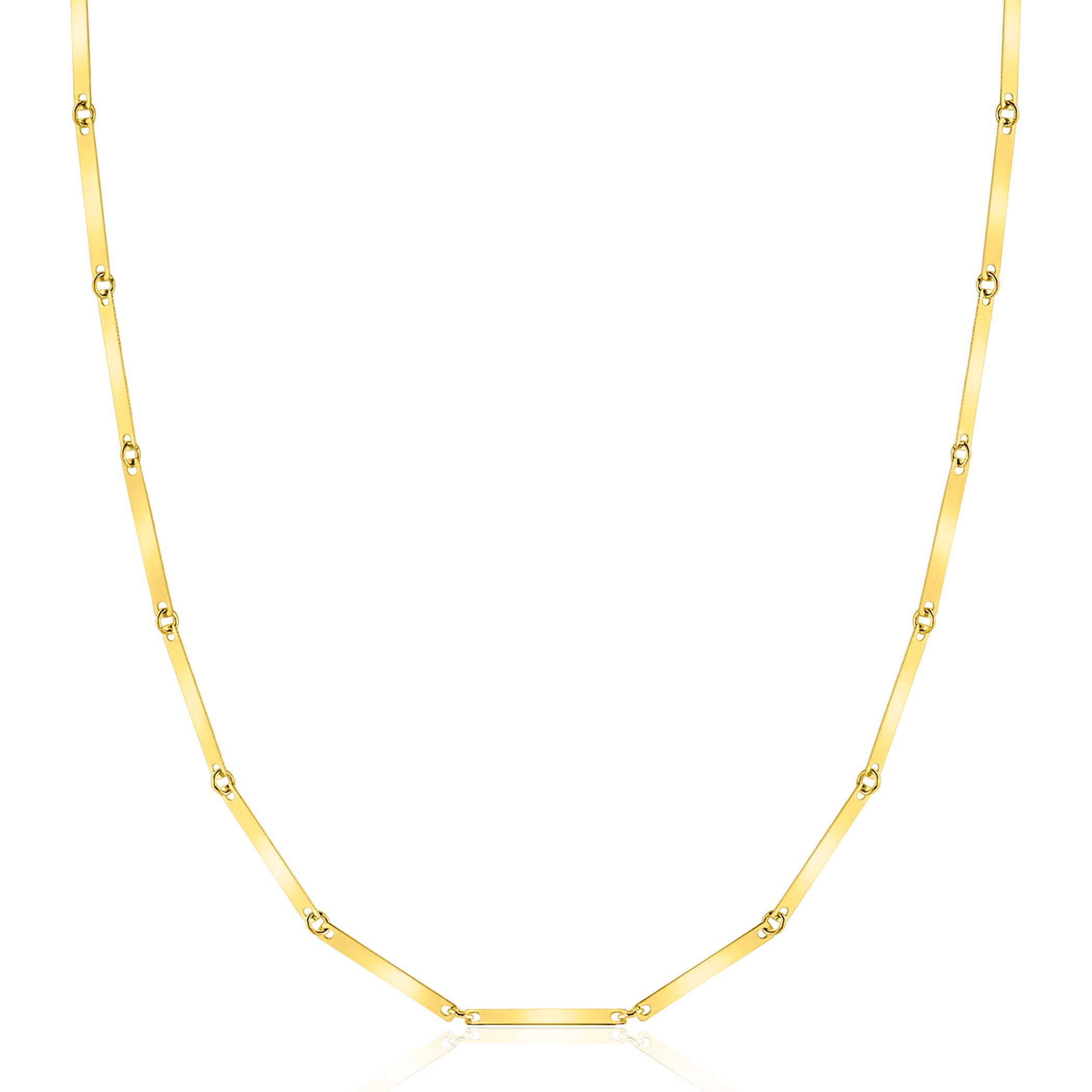 ZINZI Gold 14 karat gold solid chain necklace with elongated shiny bars 1.6mm wide 45cm ZGC491

