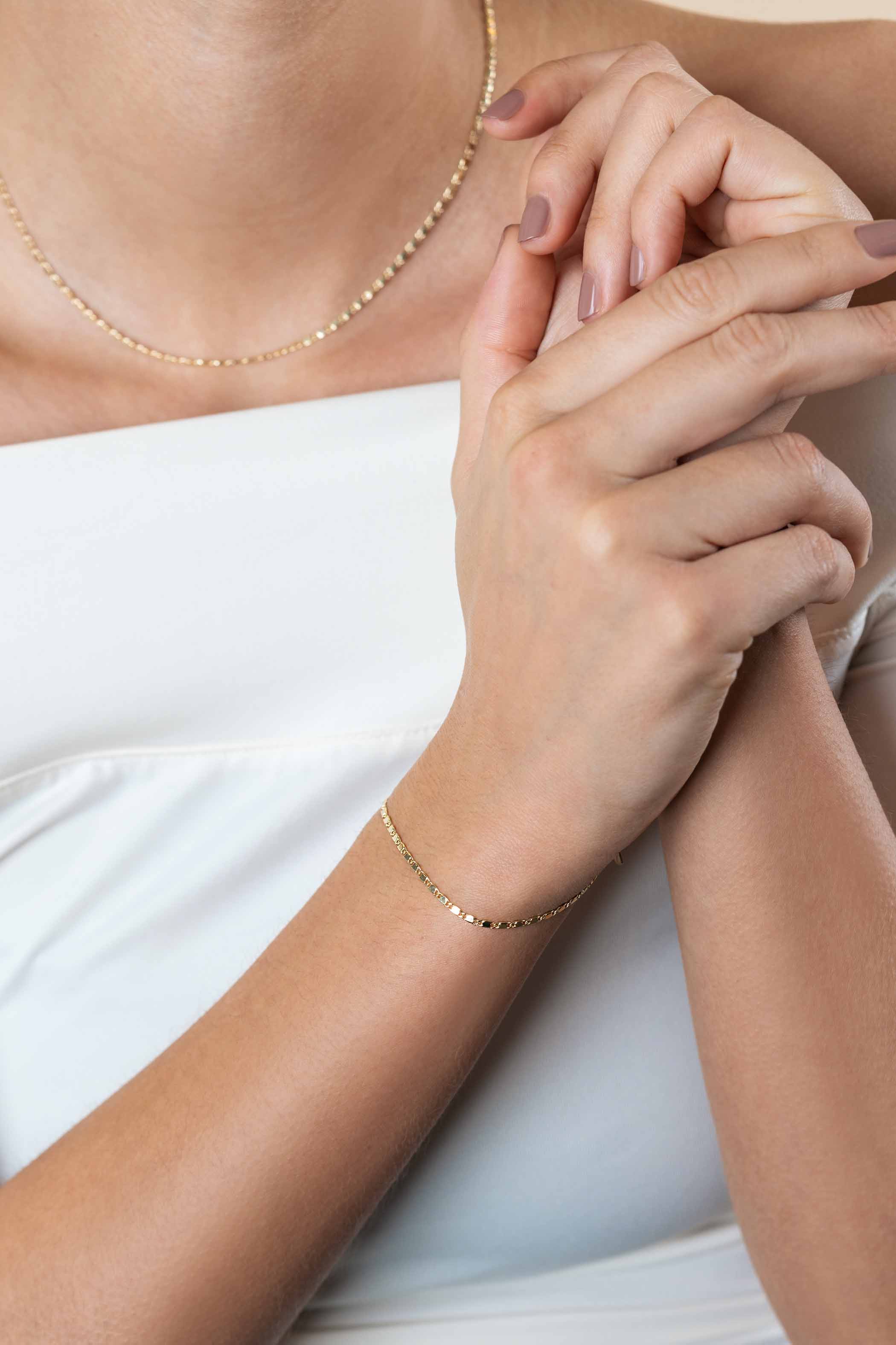 ZINZI Gold 14 carat solid gold bracelet with shiny fantasy plates, 1.7mm wide, 17-19cm ZGA497