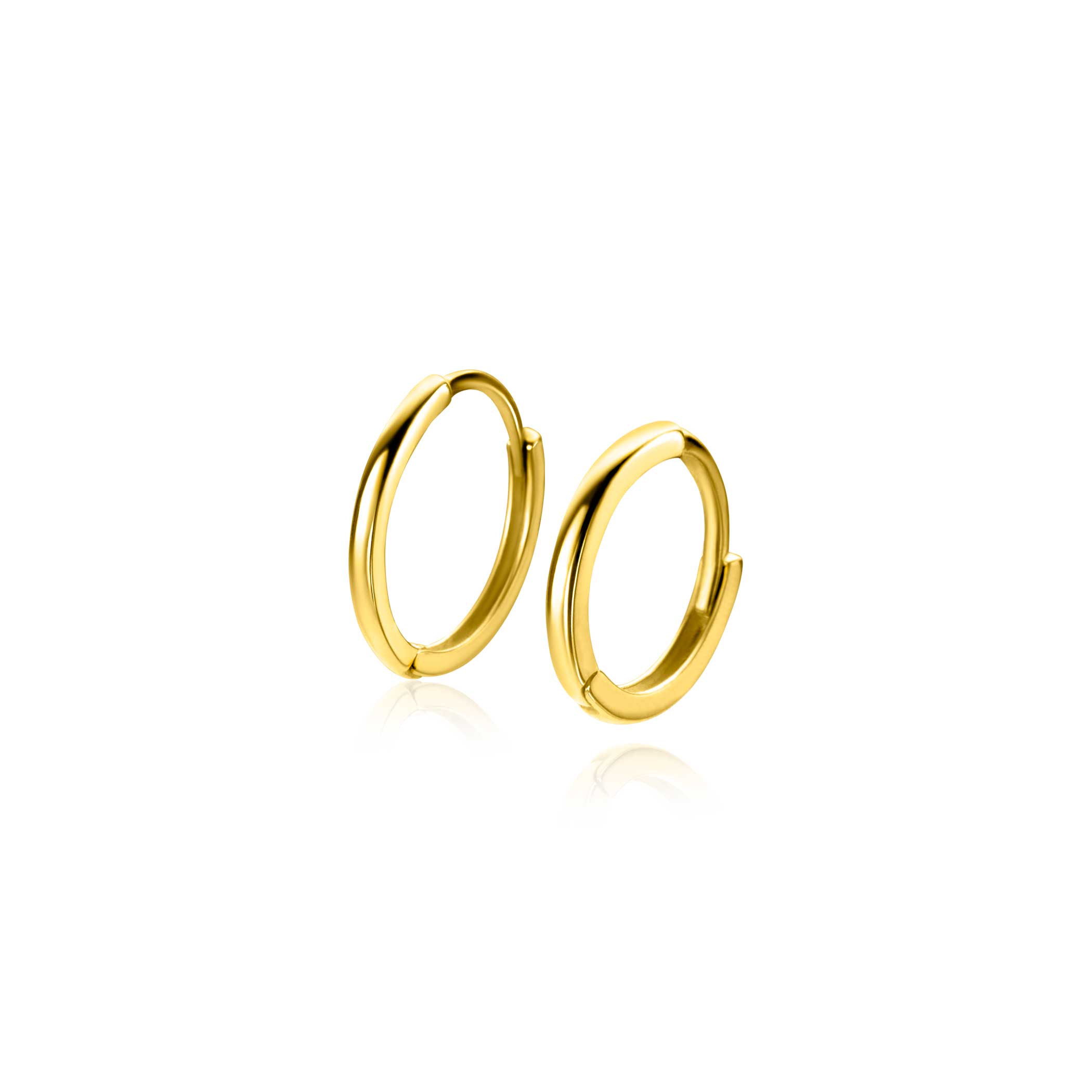 10mm ZINZI 14K Gold Hoop Earrings Small Round Tube 1,2mm width ZGO523