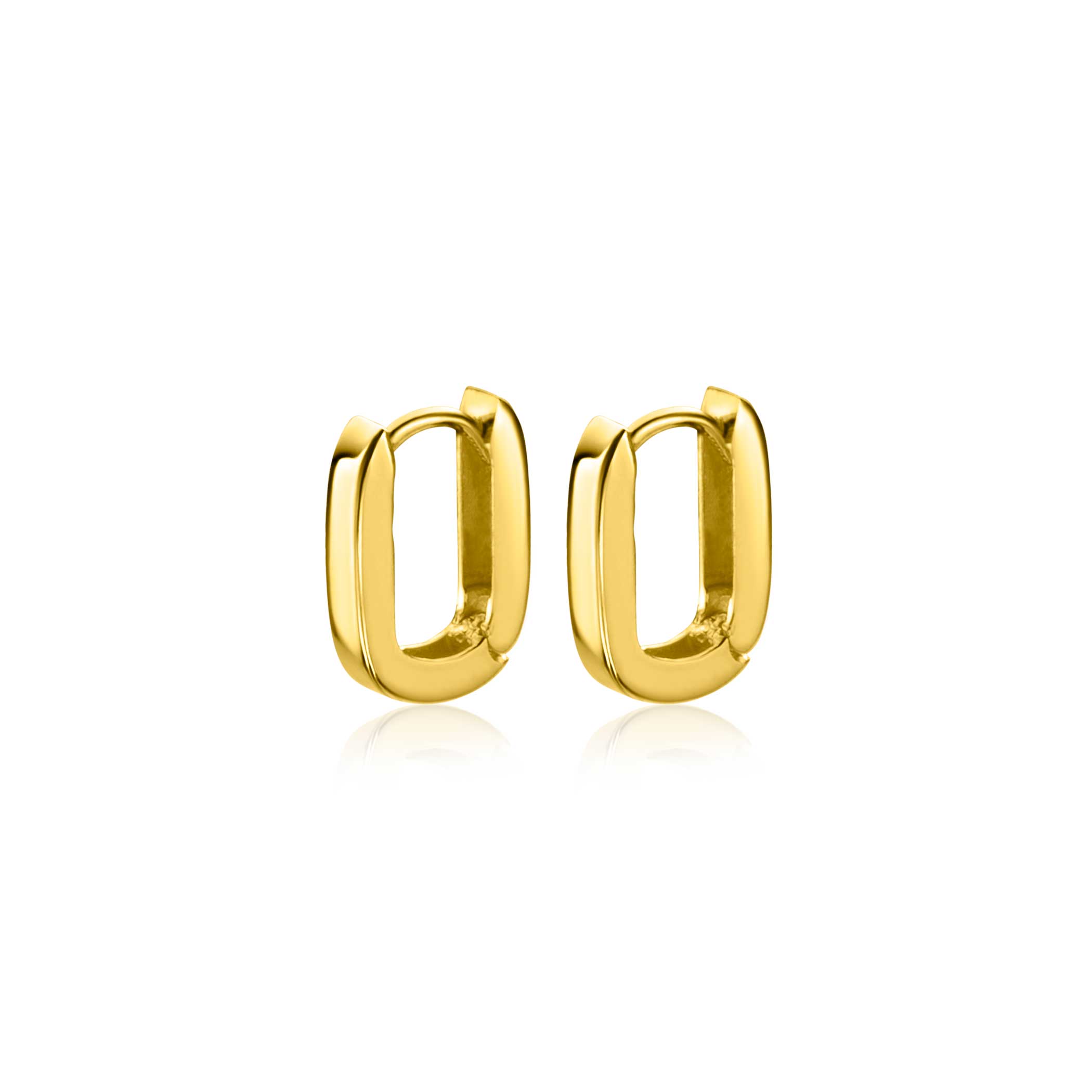 10mm ZINZI 14K Gold Rectangular Hoop Earrings Square Tube 10 x 2mm ZGO408