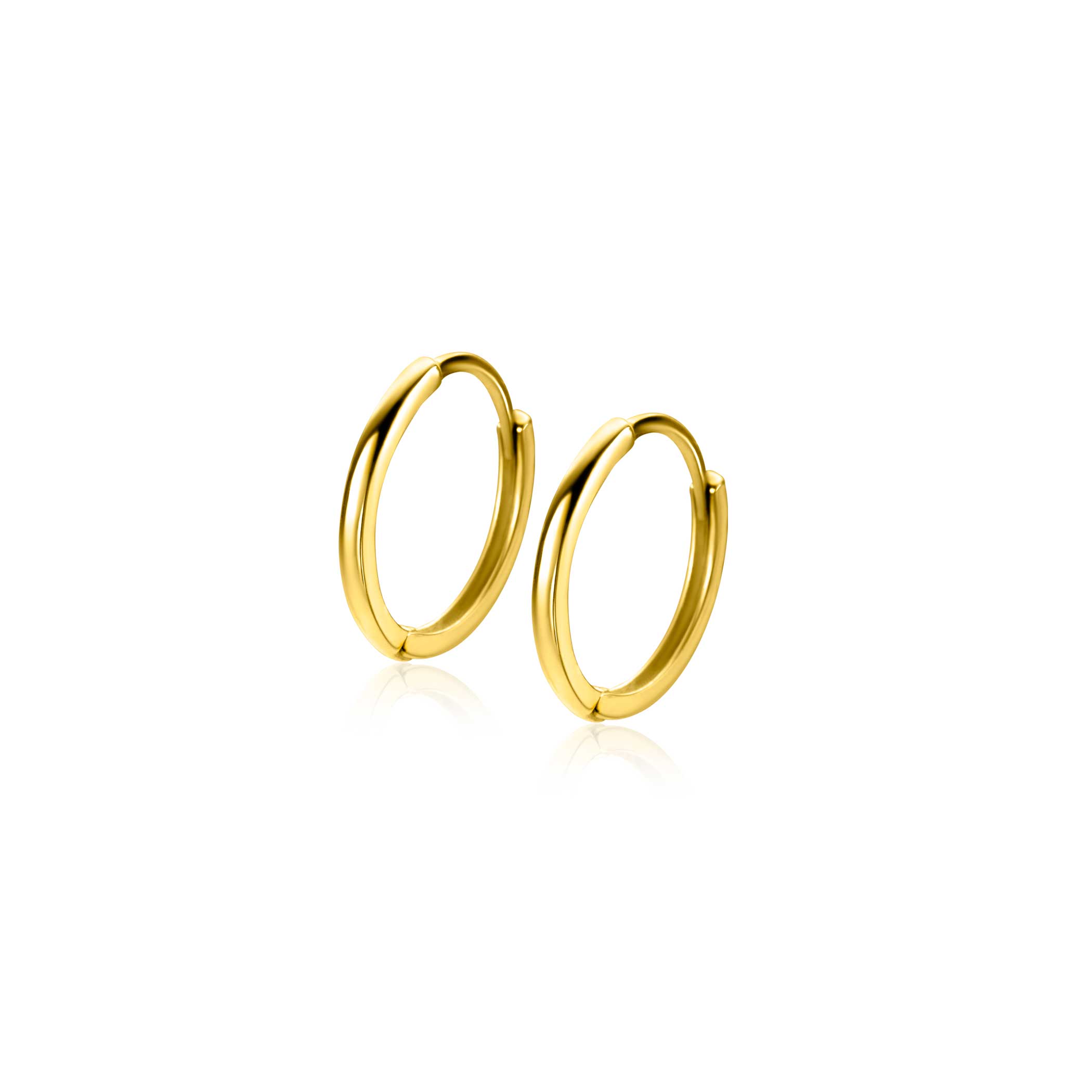 12mm ZINZI 14K Gold Hoop Earrings Small Round Tube 1,2mm width ZGO524