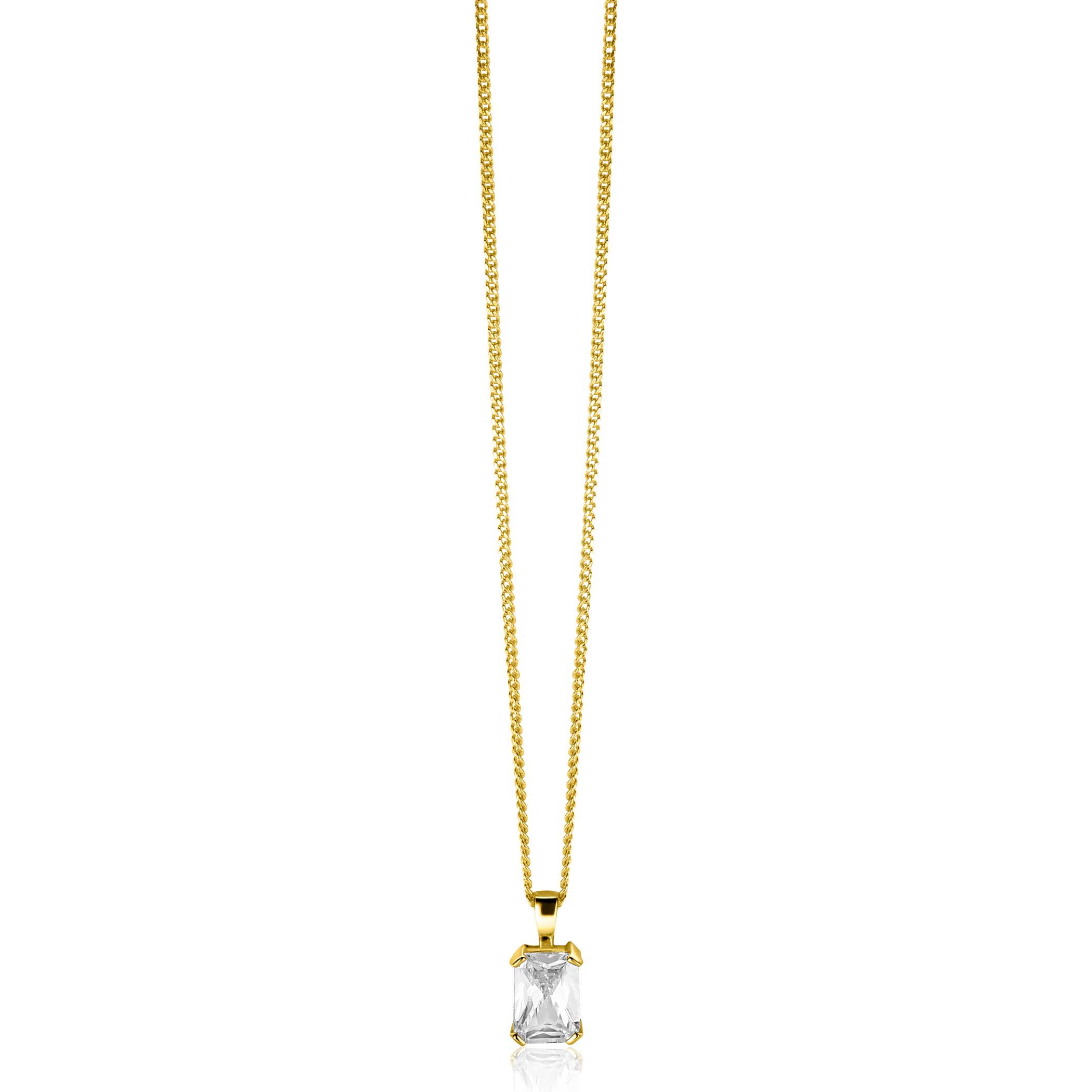 11mm ZINZI Gold 14 ct gold pendant with a rectangular white cubic zirconia in a bezel setting ZGH509 (no necklace)