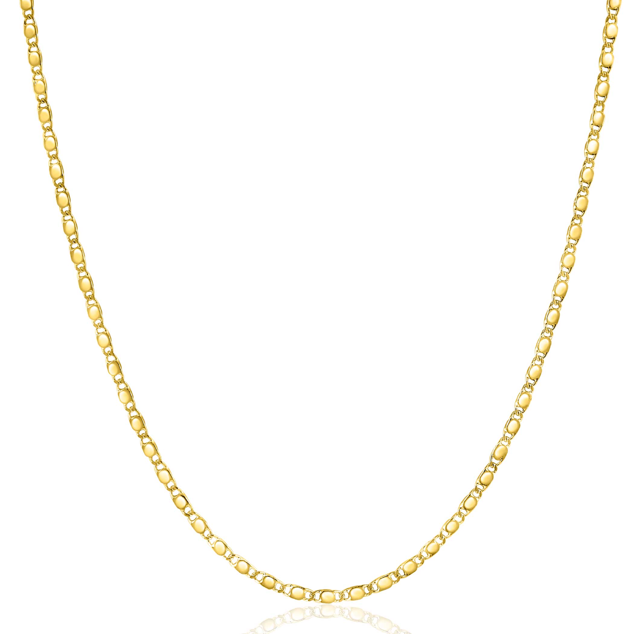 ZINZI Gold 14 karat solid gold chain necklace with shiny fantasy plates, 1.7mm wide, 41-43cm long ZGC497
