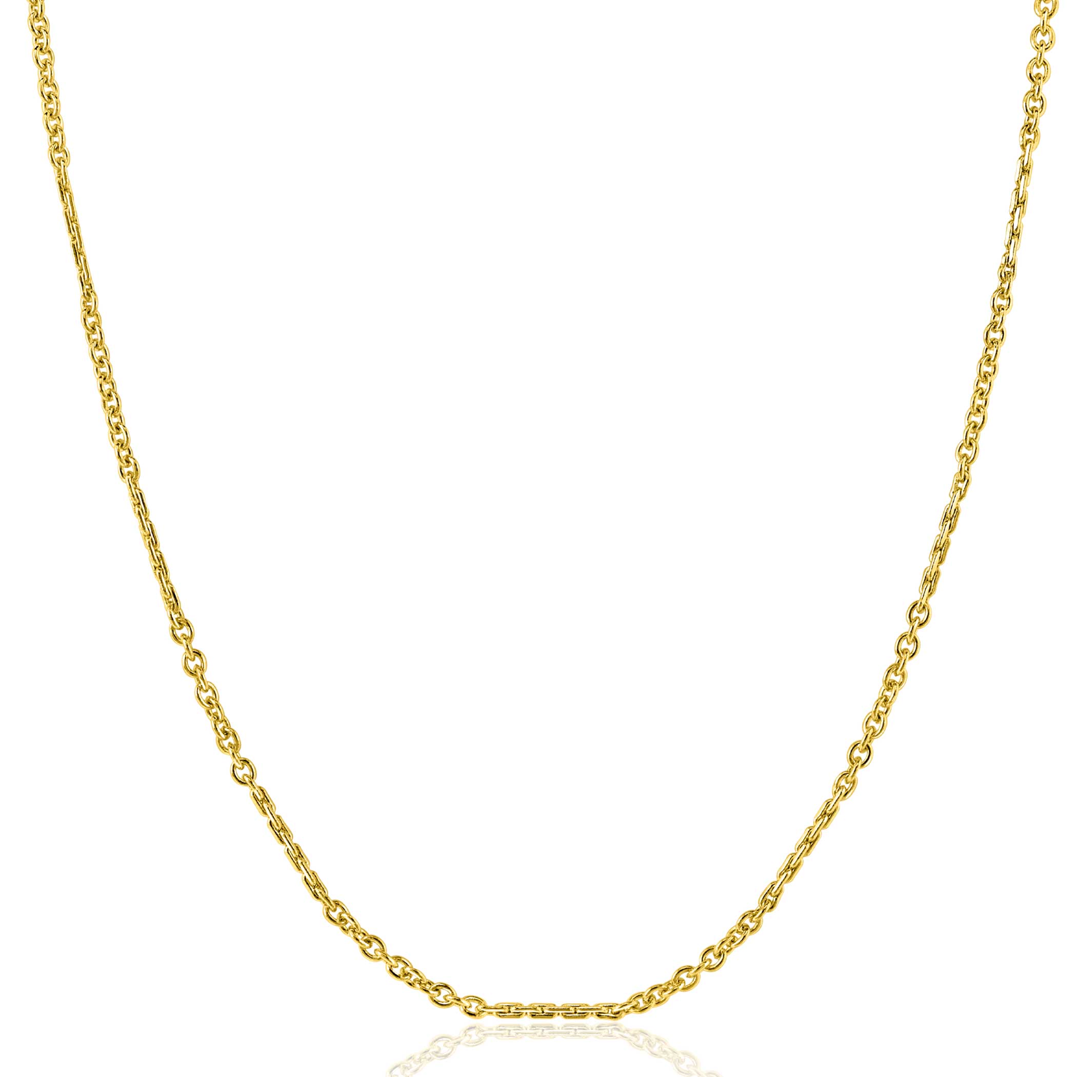ZINZI Gold 14 carat solid gold necklace with crafted twisted bars and fine jasseron links, 2mm wide, 41-43cm ZGC500
