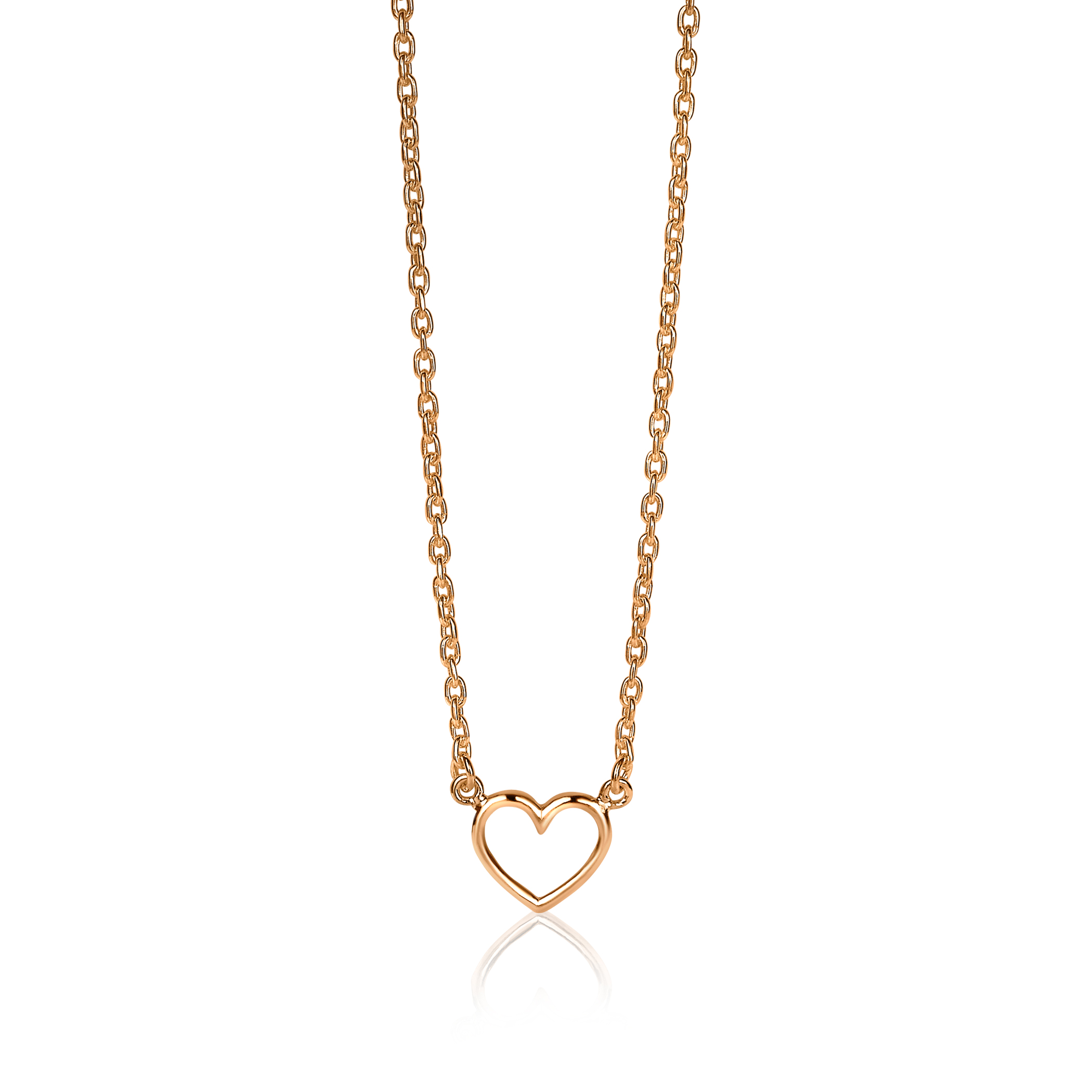 ZINZI Rose Gold Plated Sterling Silver Necklace Open Heart ZIC1420R