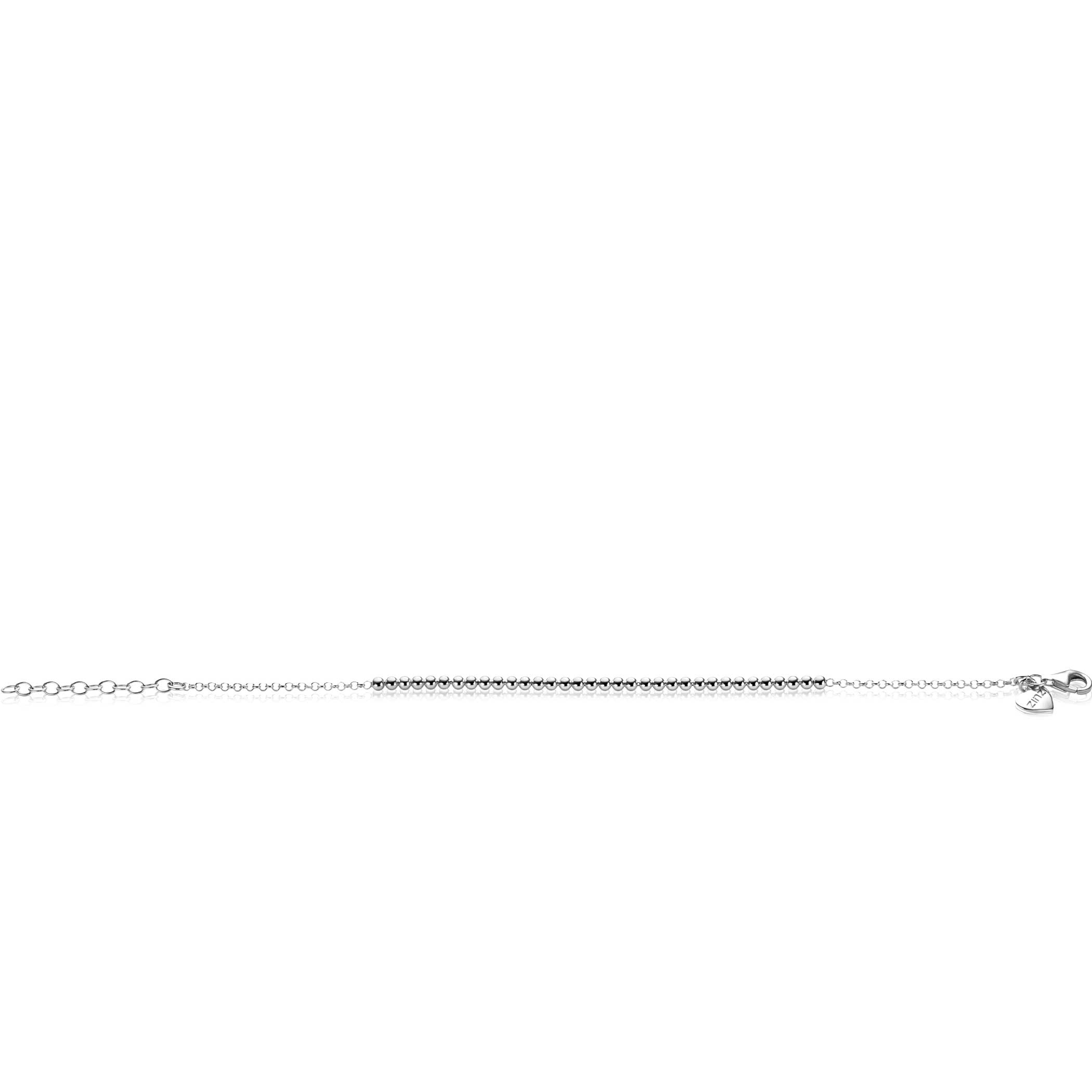 ZINZI silver jasseron bracelet with bead links (2.5mm wide) in the middle 16-19cm ZIA2640
