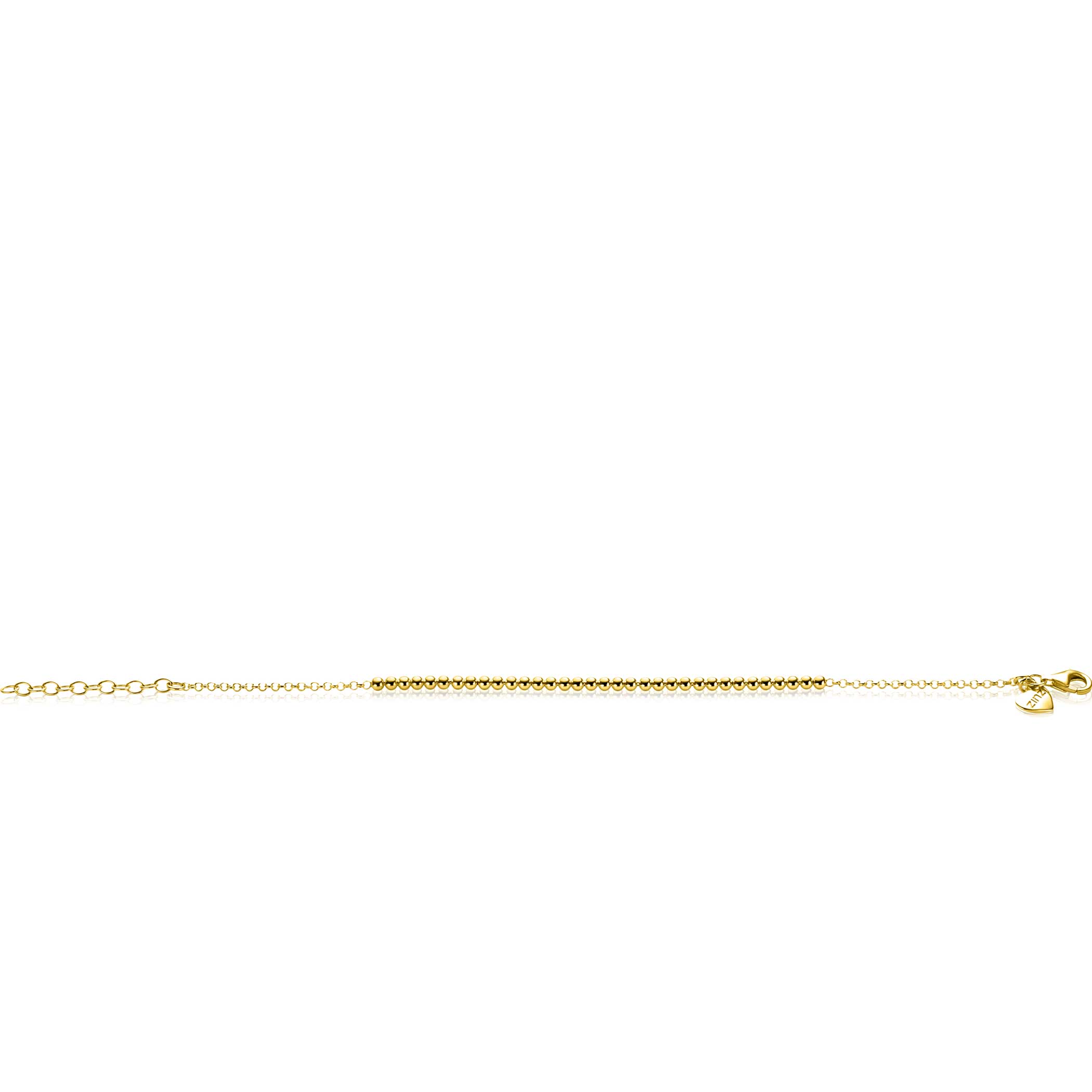 ZINZI gold plated silver jasseron bracelet with bead links (2.5mm wide) in the middle 16-19cm ZIA2640G