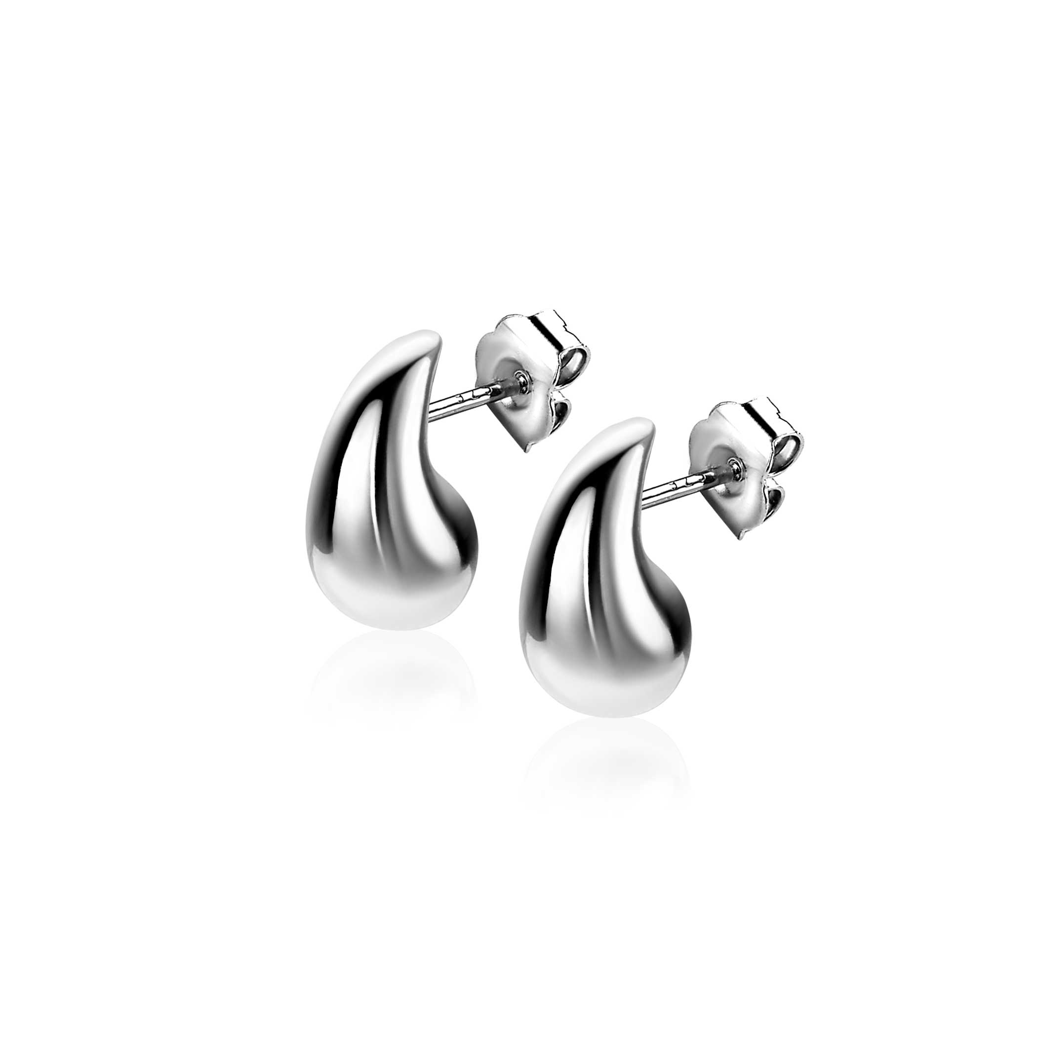 11mm ZINZI silver stud earrings in organic teardrop shape ZIO2636