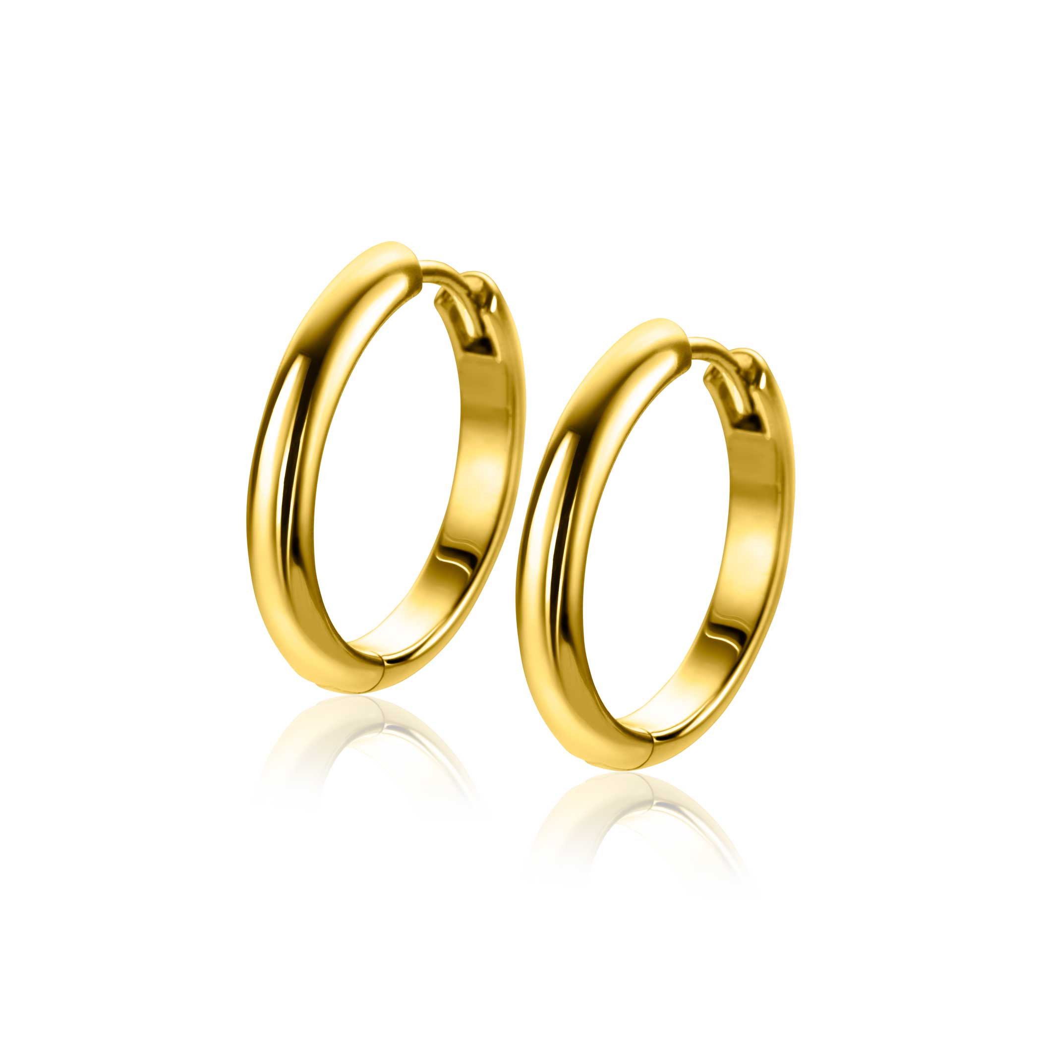 20mm ZINZI gold plated silver smooth hoops with round tube 3mm with luxury hinge closure ZIO2602G