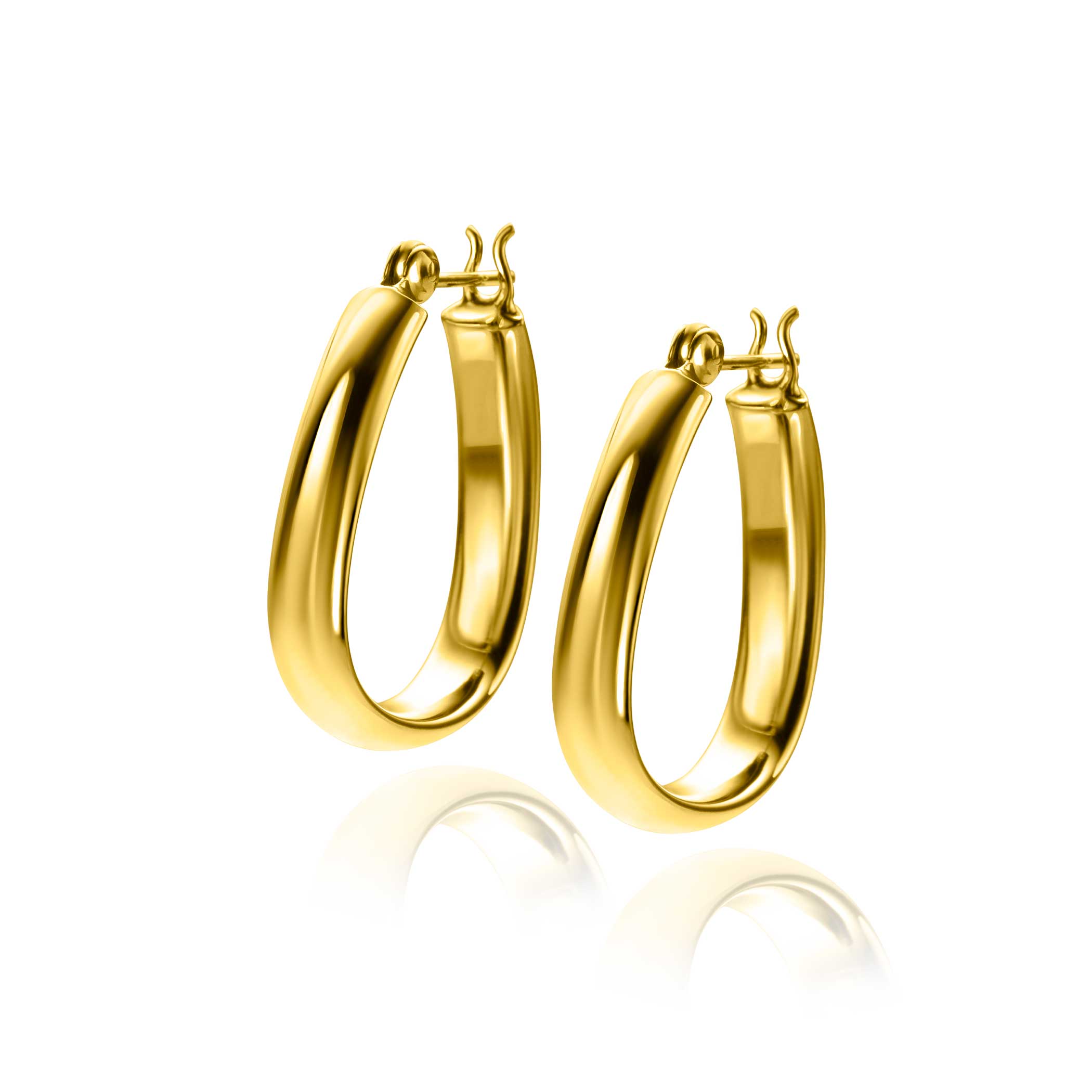 22mm ZINZI gold plated silver hoops in trendy bag shape with smooth tube 4mm wide and convenient top closure ZIO2606G