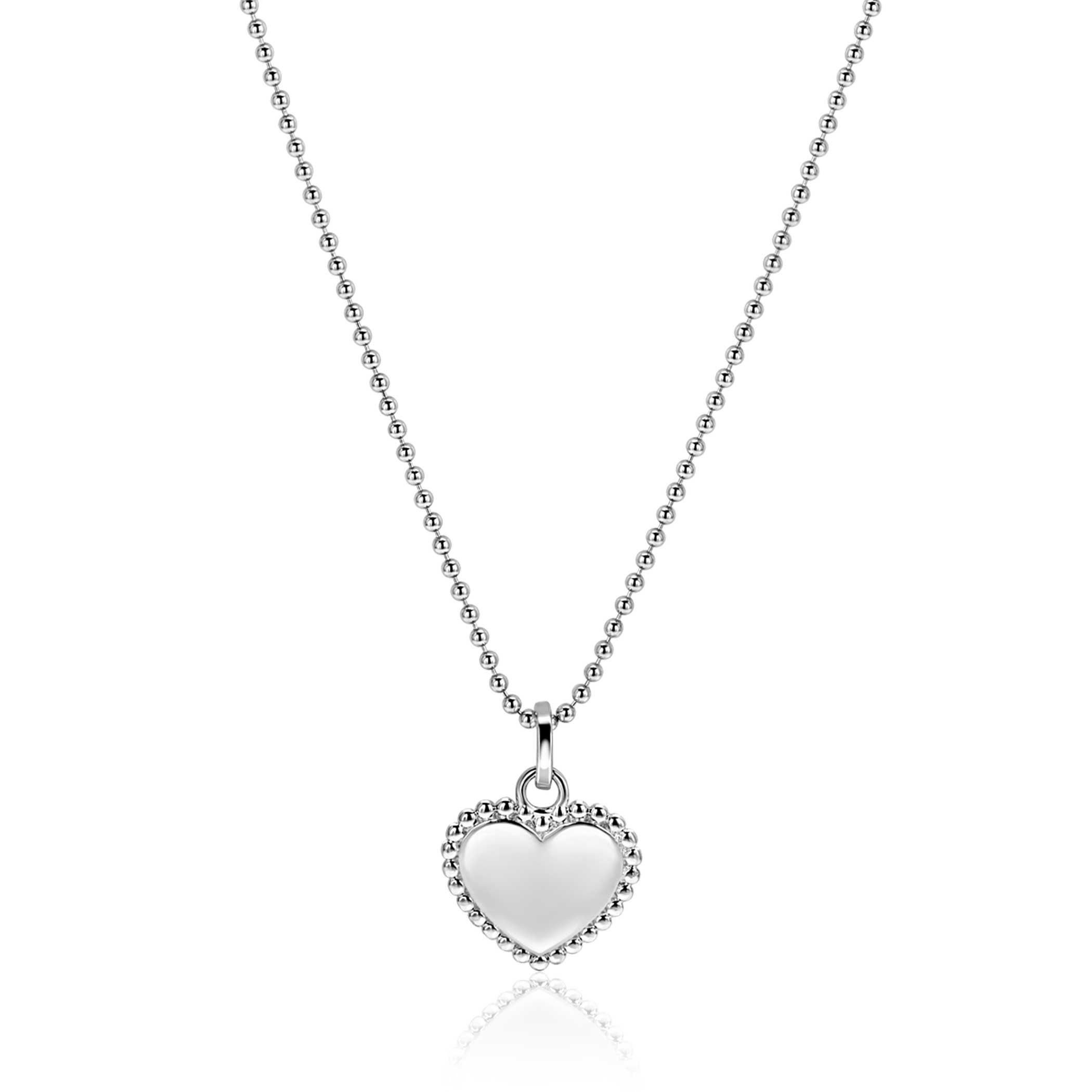 18mm ZINZI silver heart pendant with pearl rim for engraving ZIH2652 (without chain)