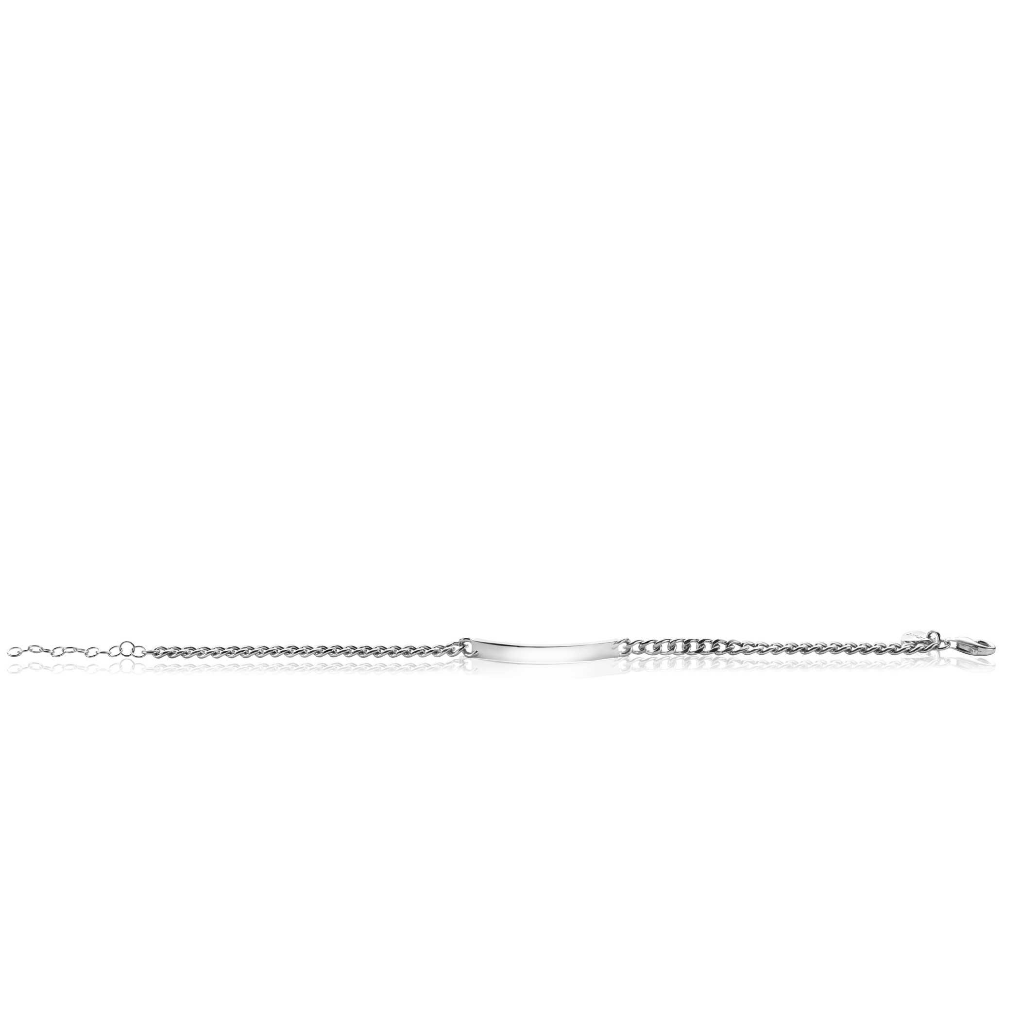 ZINZI Sterling Silver Curb Chain Bracelet with Bar width 4mm 18-21cm ZIA2271