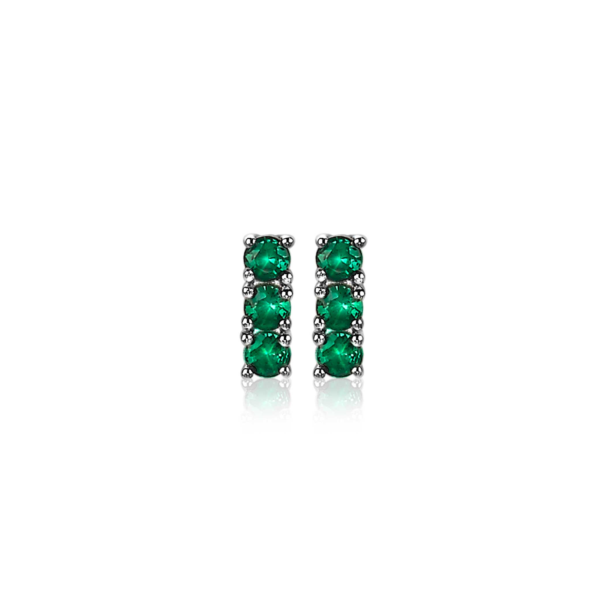 8mm ZINZI Sterling Silver Stud Earrings Bar Green ZIO2127G