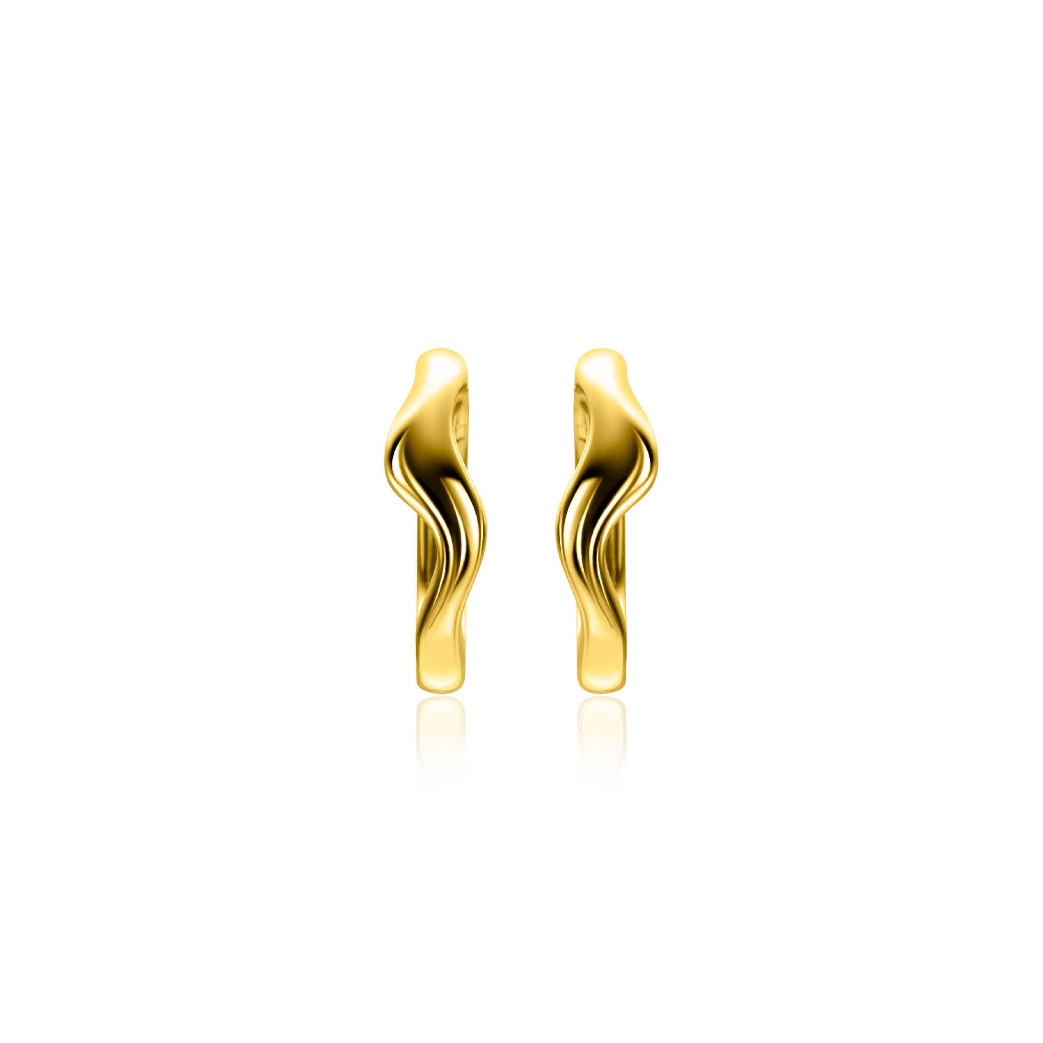 15mm ZINZI gold plated silver hoops organically shaped with luxury hinge closure ZIO2627G