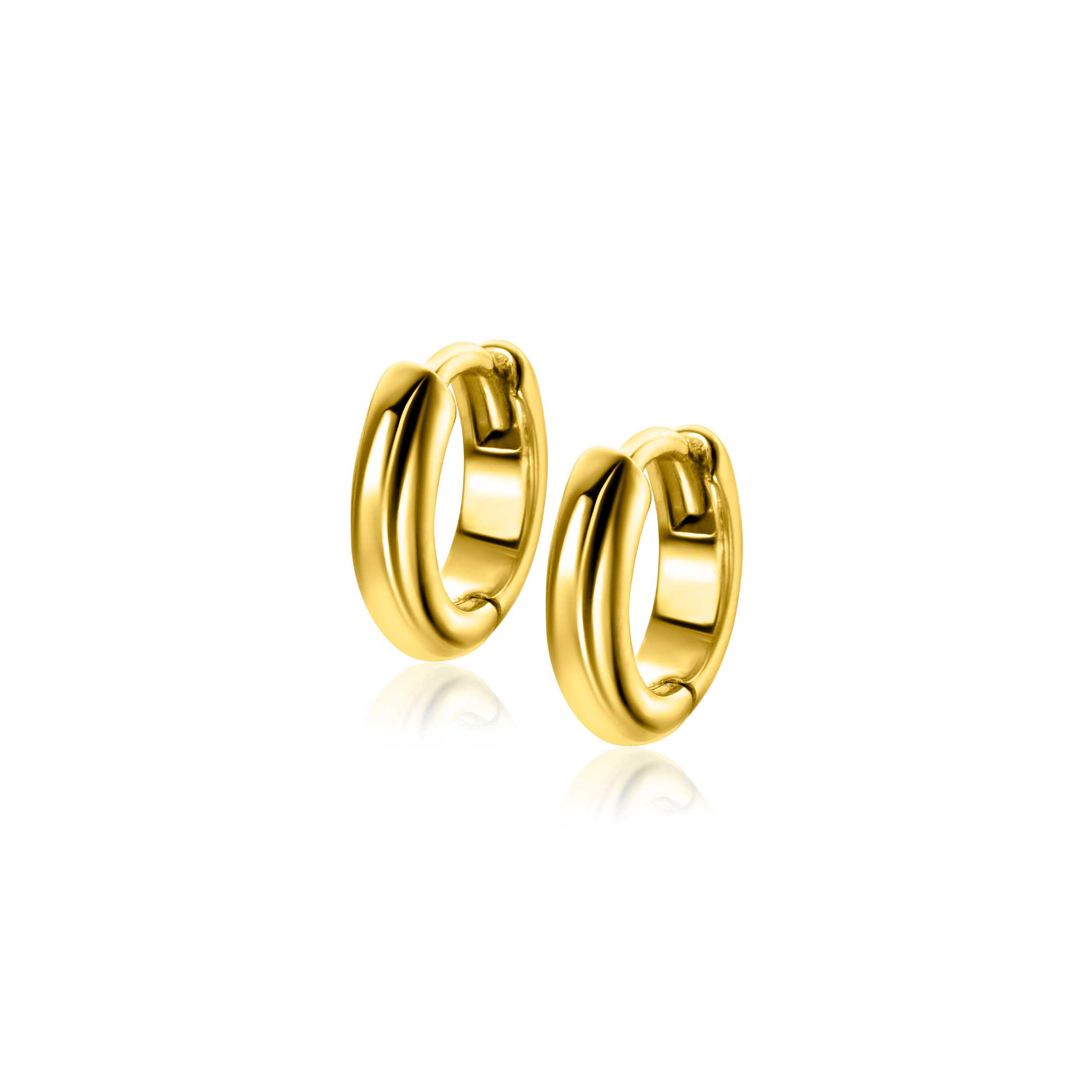 12.5mm ZINZI gold plated silver smooth hoops with round tube 3mm with luxury hinge closure ZIO2600G