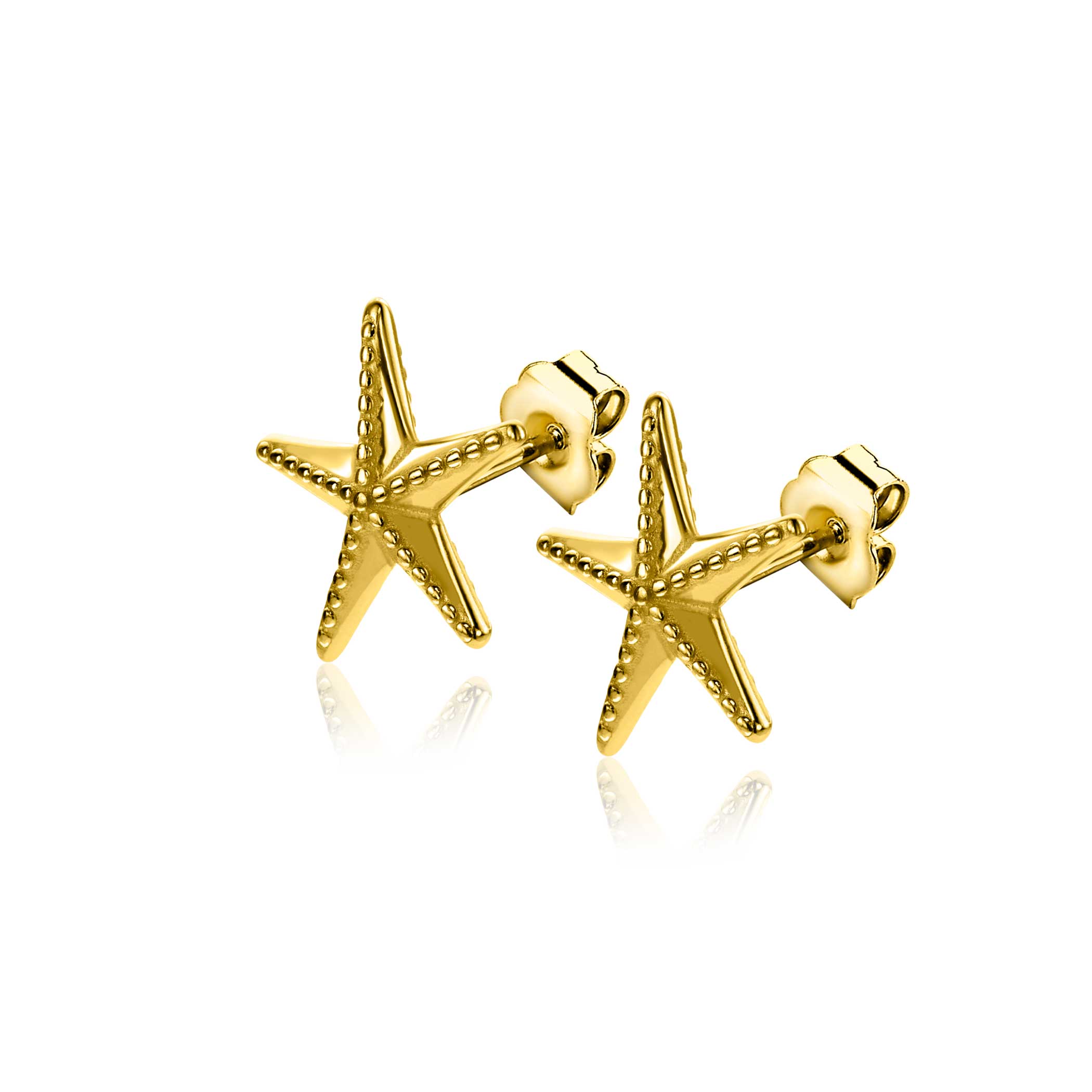 13mm ZINZI gold plated silver stud earrings large starfish ZIO2641