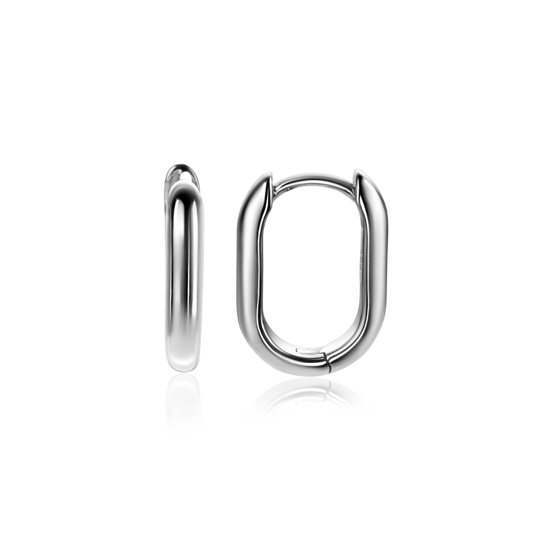 15.5mm ZINZI silver hoops in oval shape with round tube 3mm wide ZIO2604