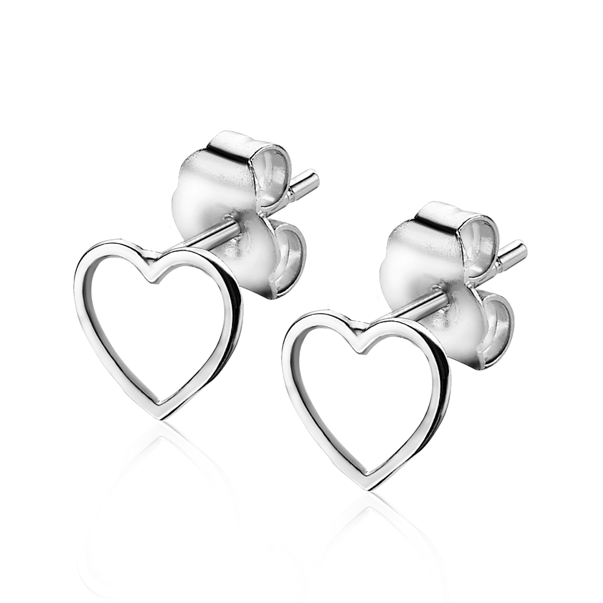 8mm ZINZI Sterling Silver Stud Earrings Heart ZIO1630