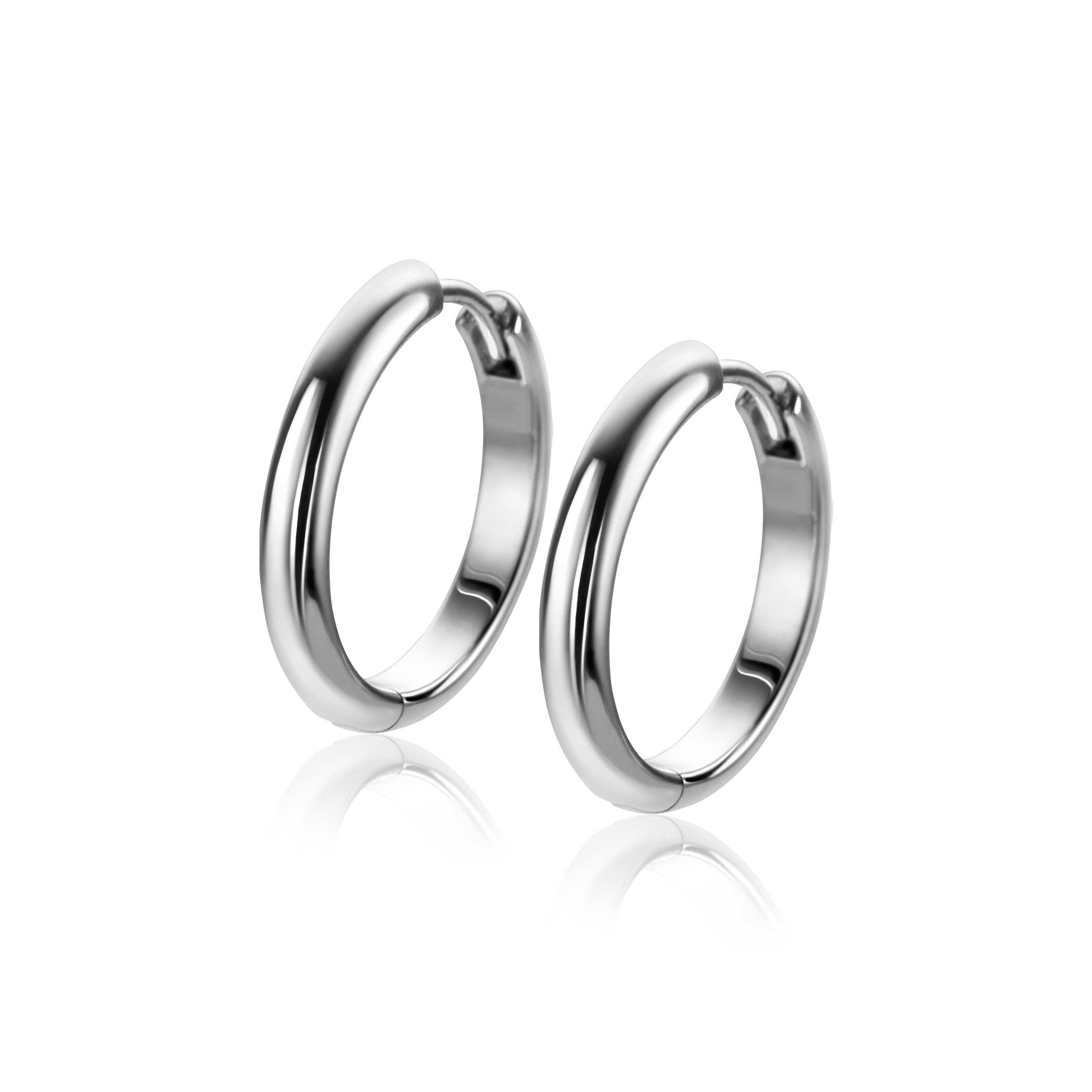 20mm ZINZI silver smooth hoops with round tube 3mm with luxury hinge closure ZIO2602