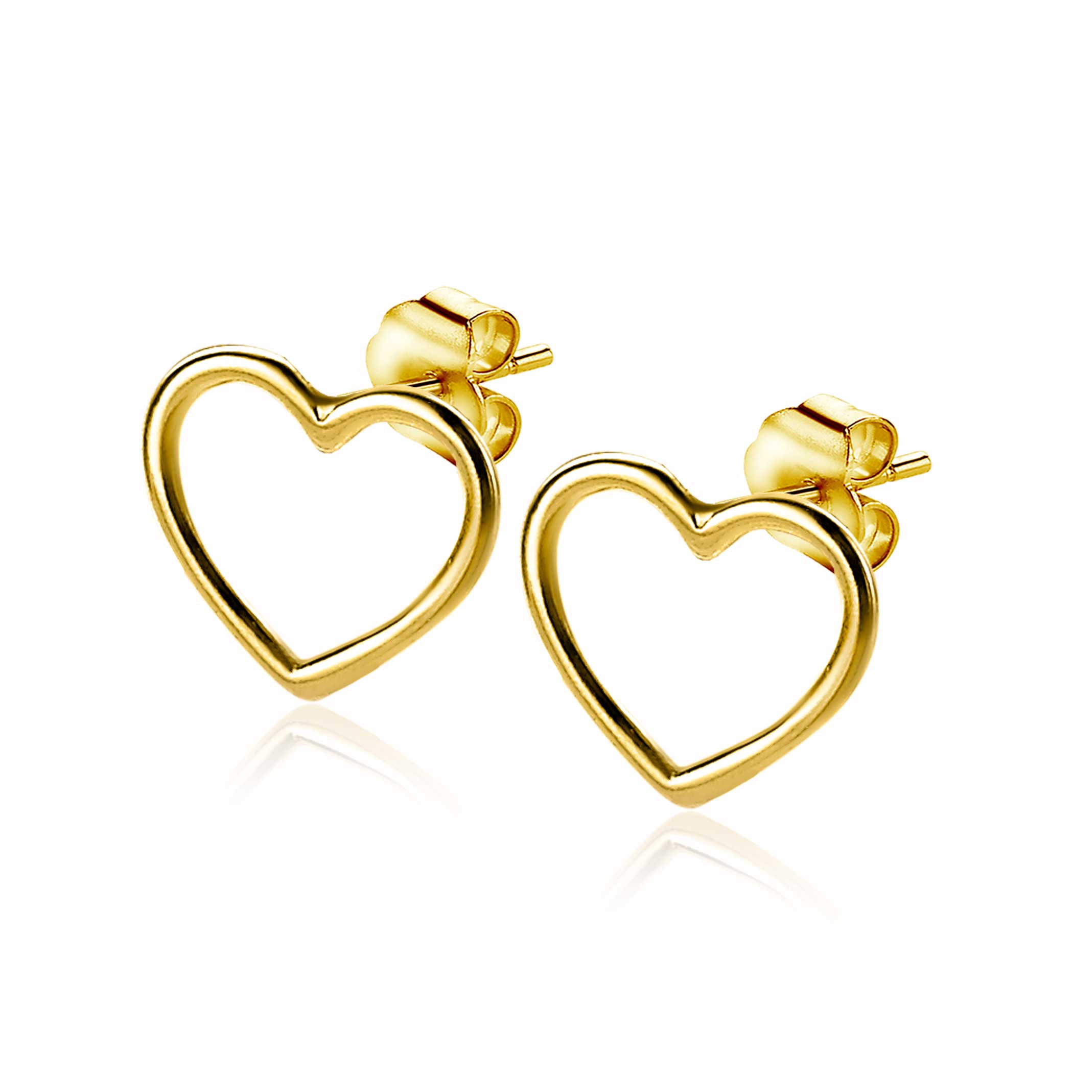 8mm ZINZI Gold Plated Sterling Silver Stud Earrings Heart ZIO1630G