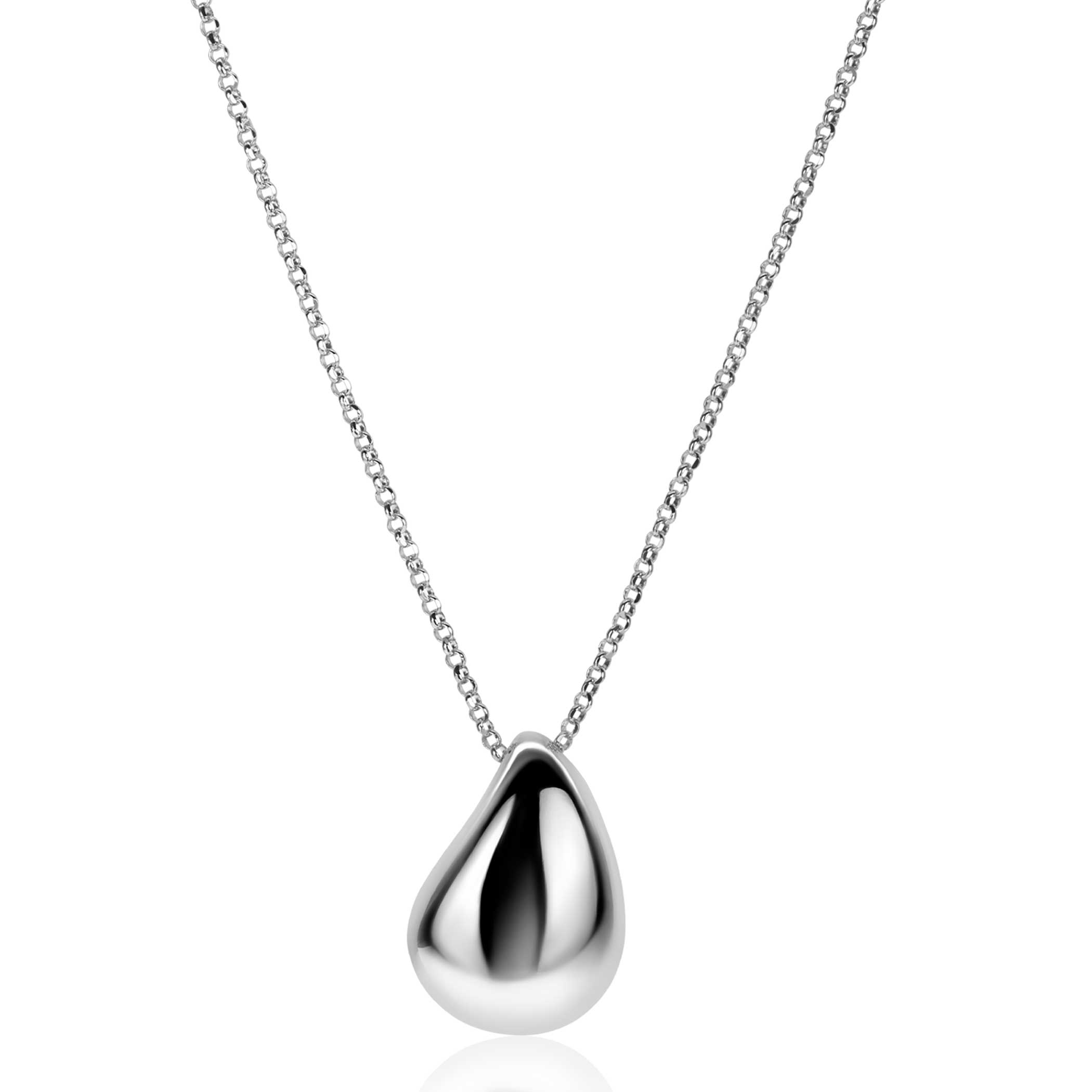 ZINZI silver jasseron necklace 45cm with luxury large teardrop-shaped pendant (24mm) ZIC2637