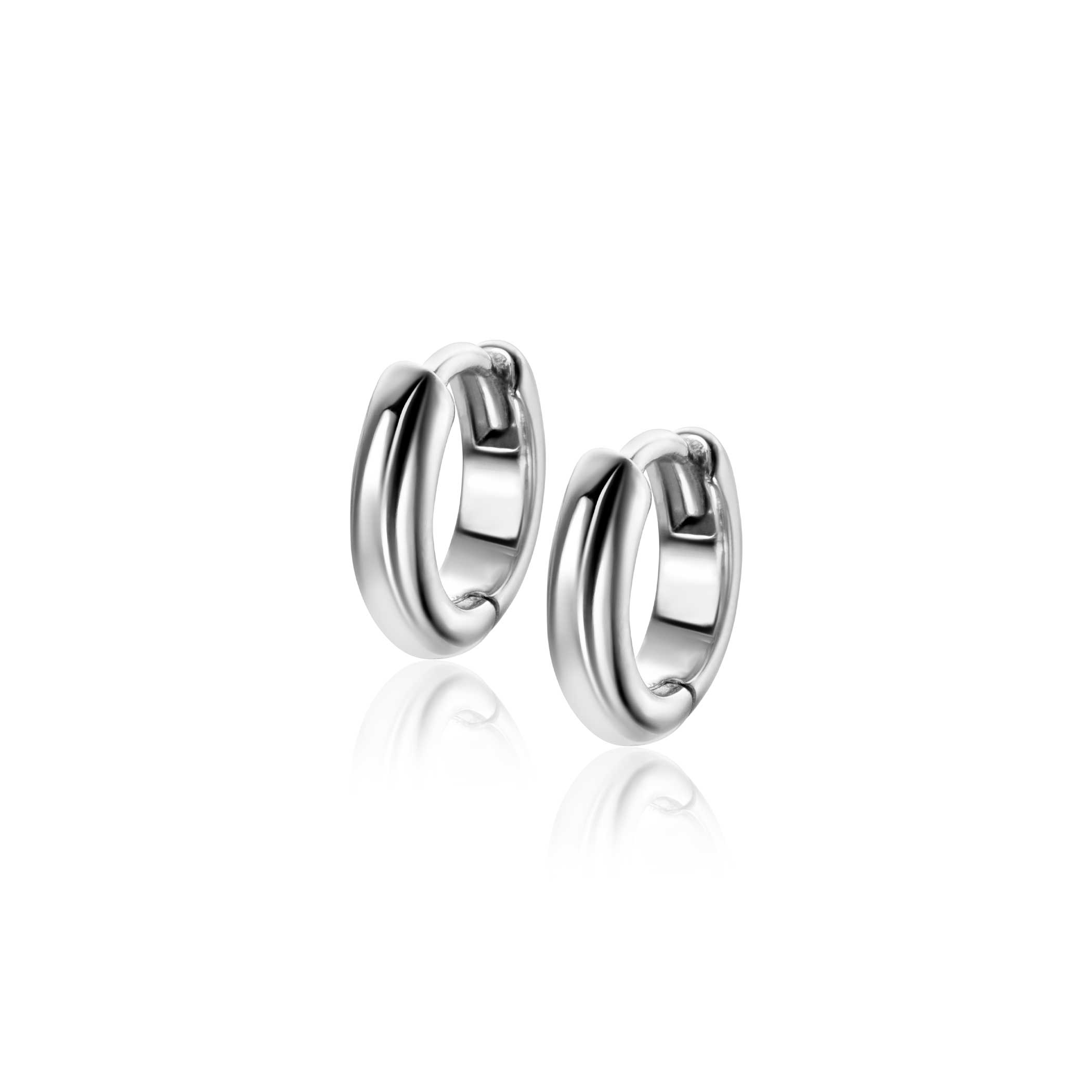 12.5mm ZINZI silver smooth hoops with round tube 3mm with luxury hinge closure ZIO2600