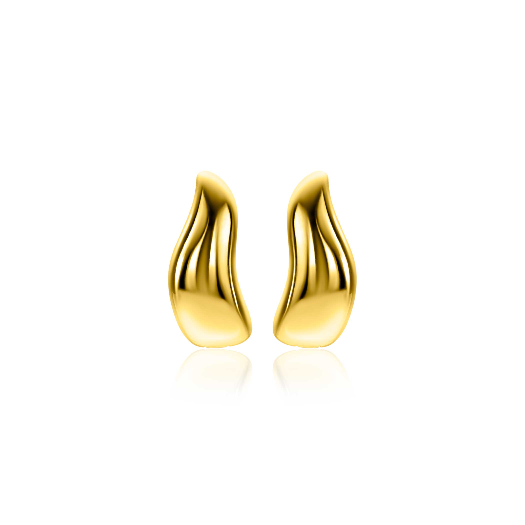 15mm ZINZI gold plated silver hoops organically shaped 6.5mm wide with luxury hinge closure ZIO2609G