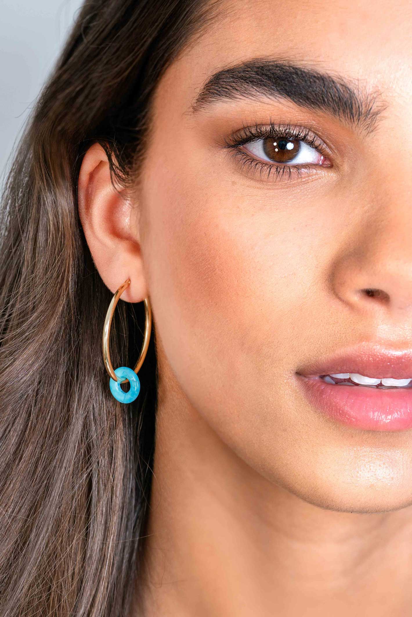 12mm ZINZI Earrings Pendants Round in Turquoise Howlite ZICH2274T (excl. hoop earrings)