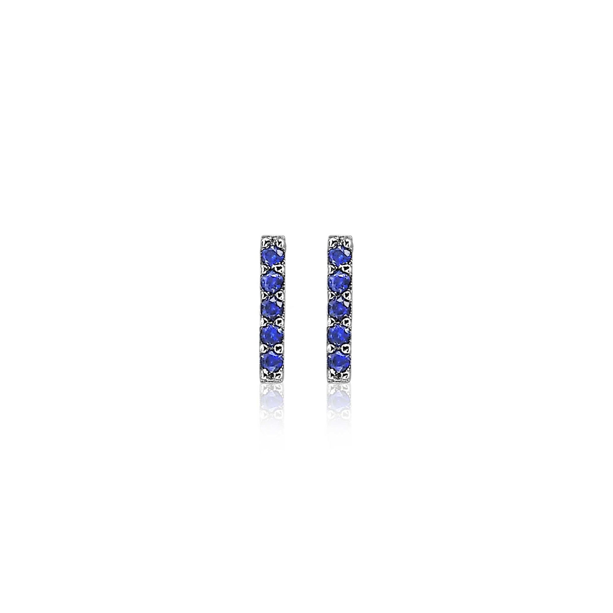 8mm ZINZI Sterling Silver Stud Earrings Bar Blue ZIO1689B