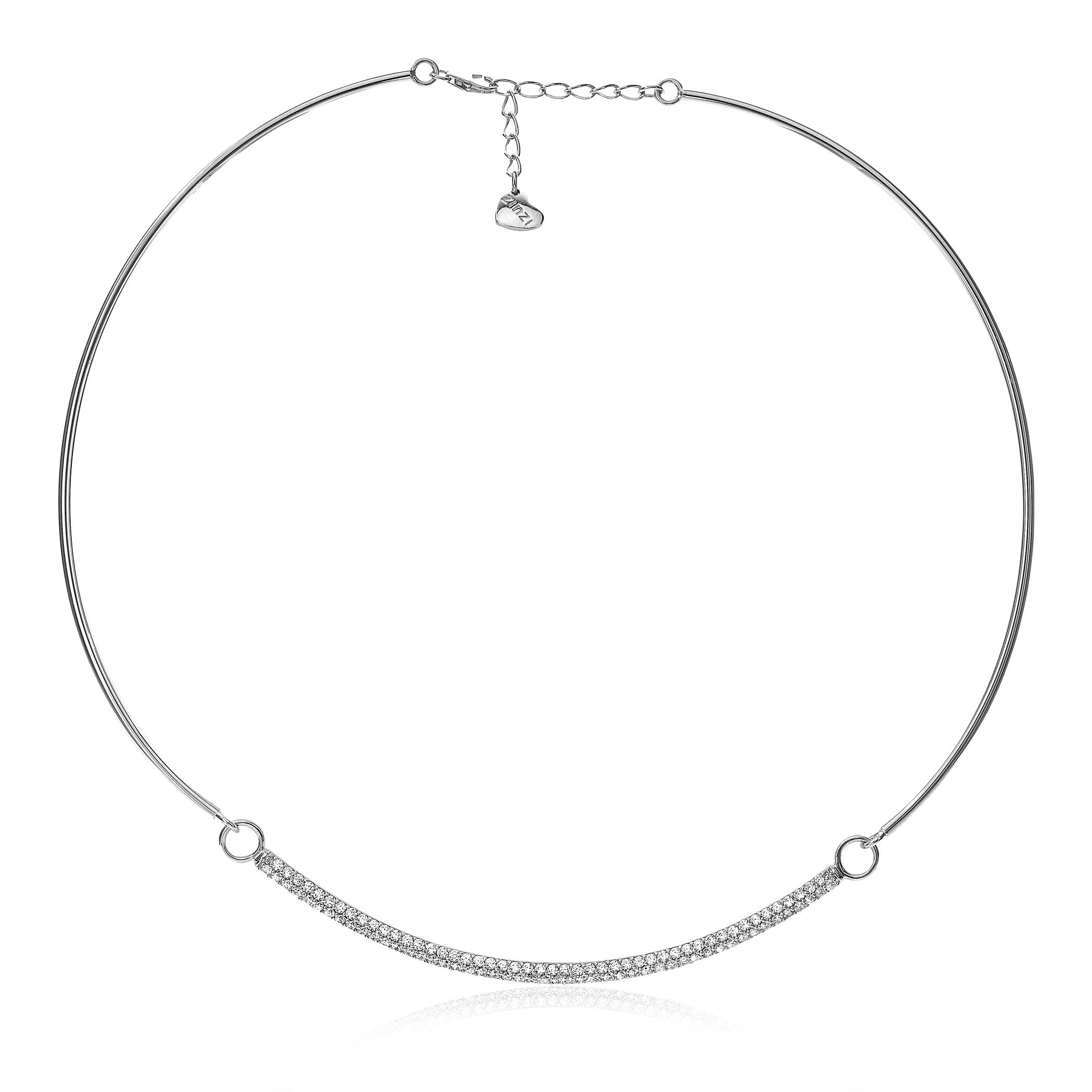 ZINZI Sterling Silver Necklace White Zirconias 42-45cm ZIC1945