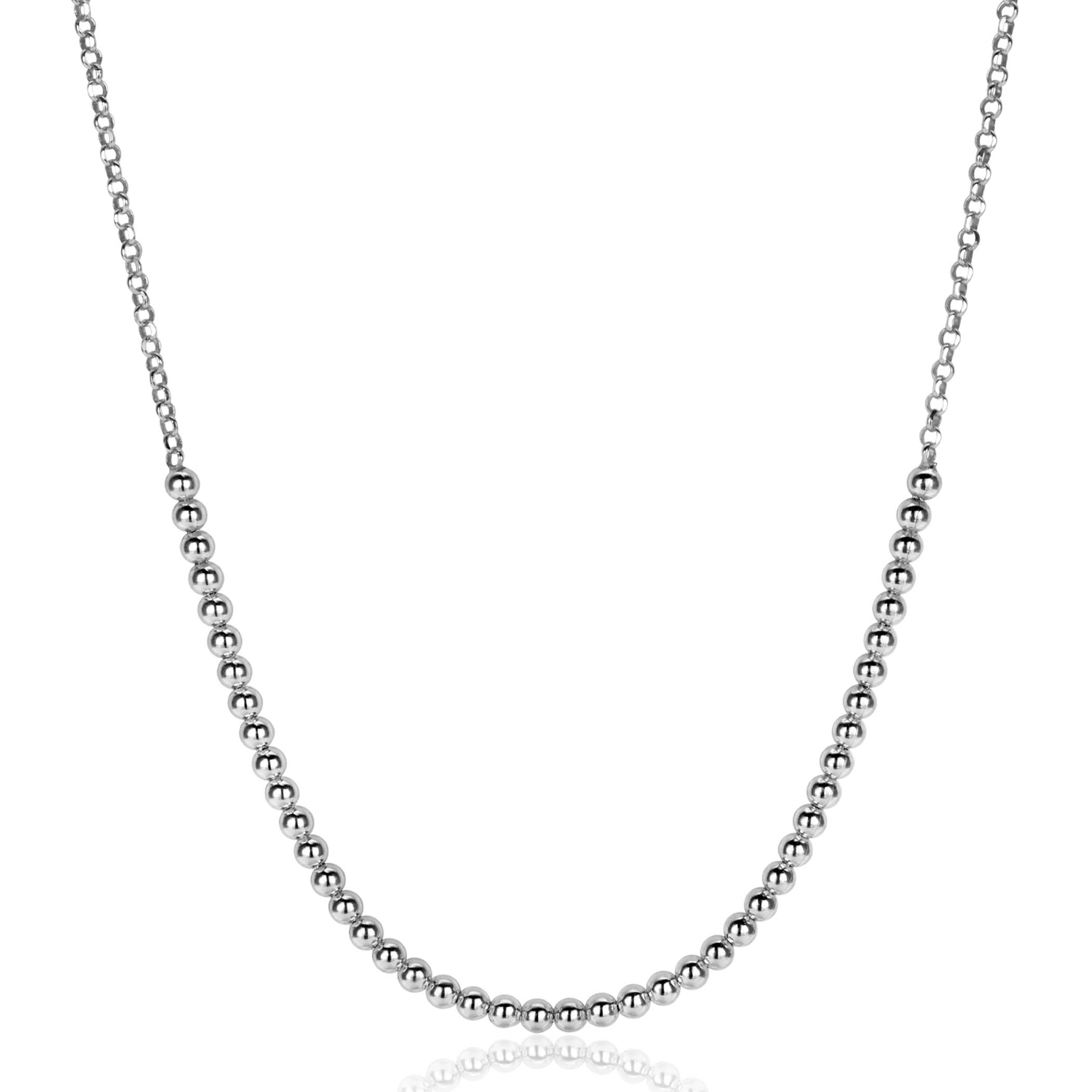 ZINZI silver jasseron necklace with bead links (2.5mm wide) in the middle 40-45cm ZIC2640