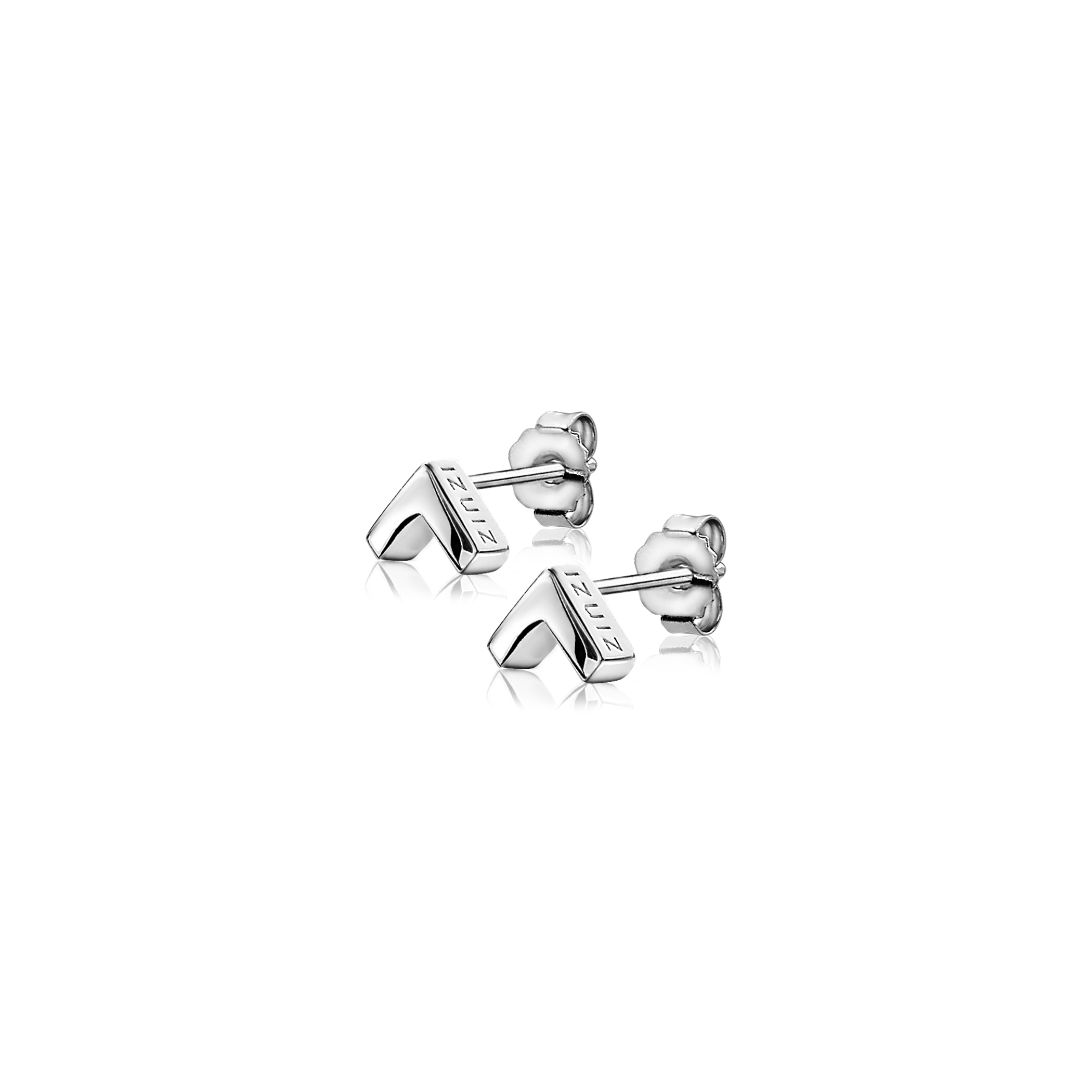 7mm ZINZI Sterling Silver Stud Earrings Shiny V-Shape ZIO1380