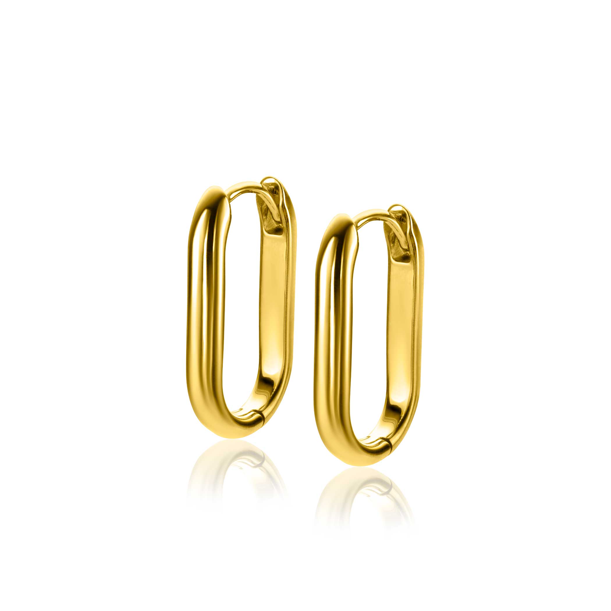 20mm ZINZI gold plated silver hoops in oval shape with round tube 3mm wide ZIO2605G