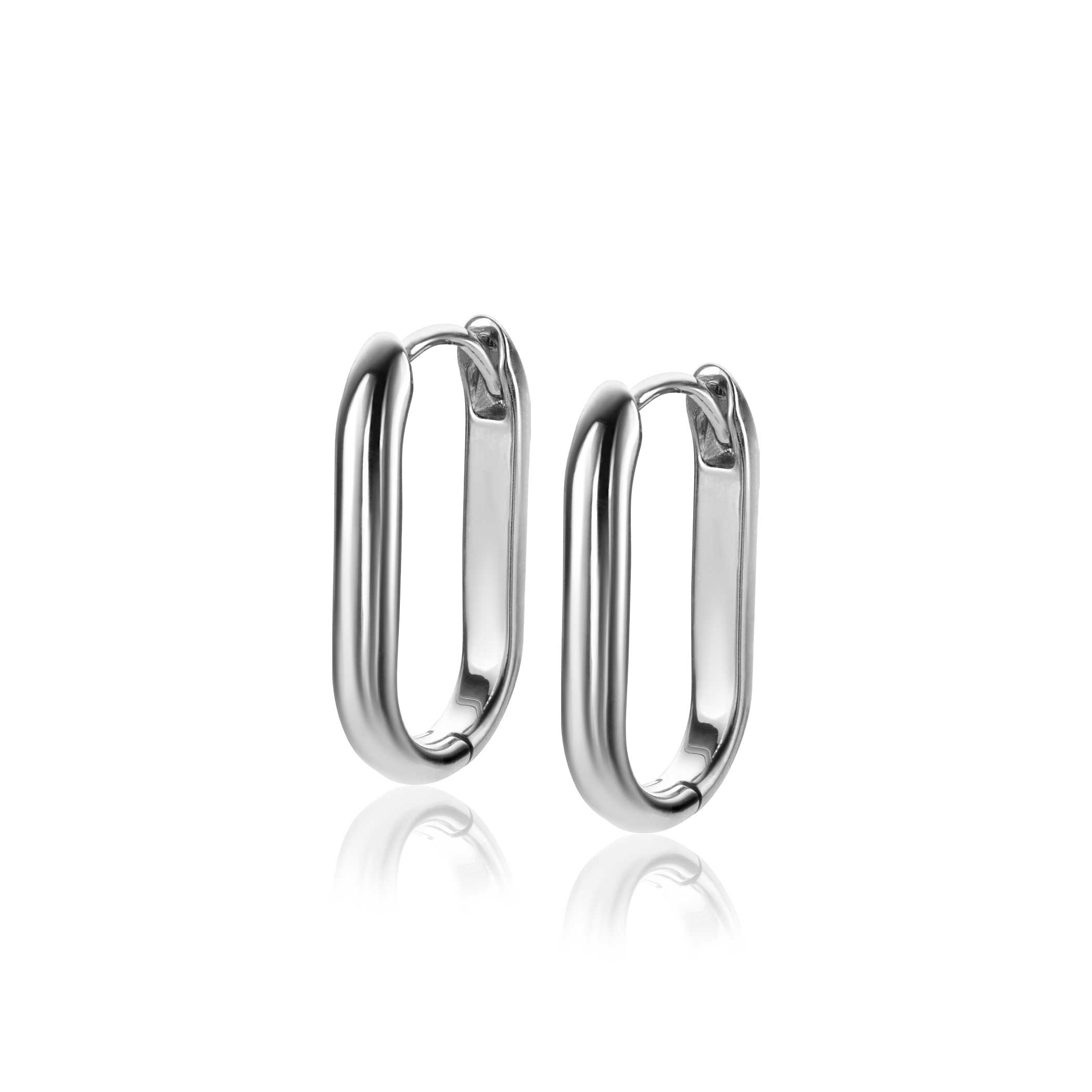 20mm ZINZI silver hoops in oval shape with round tube 3mm wide ZIO2605