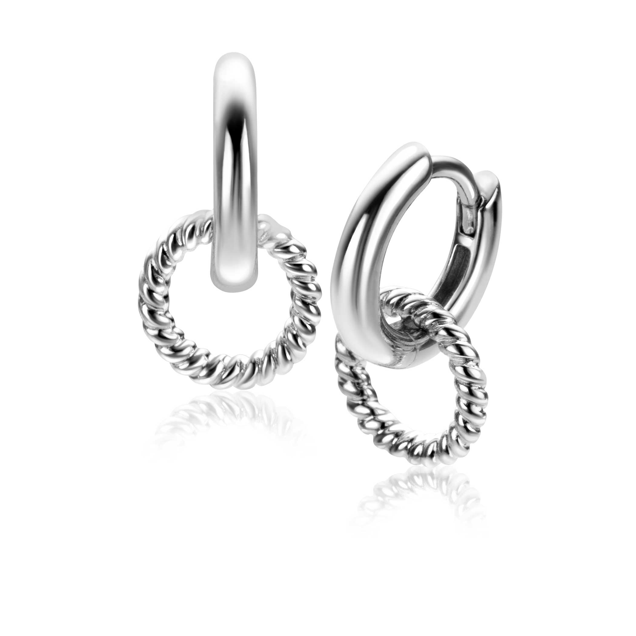 9.5mm ZINZI silver charm earrings round shape with rope effect ZICH2594 (without hoops earrings)