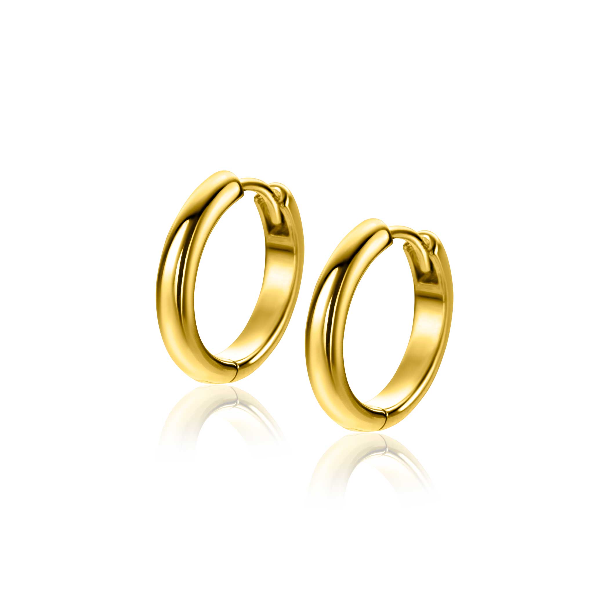 16mm ZINZI gold plated silver smooth hoops with round tube 3mm with luxury hinge closure ZIO2601G