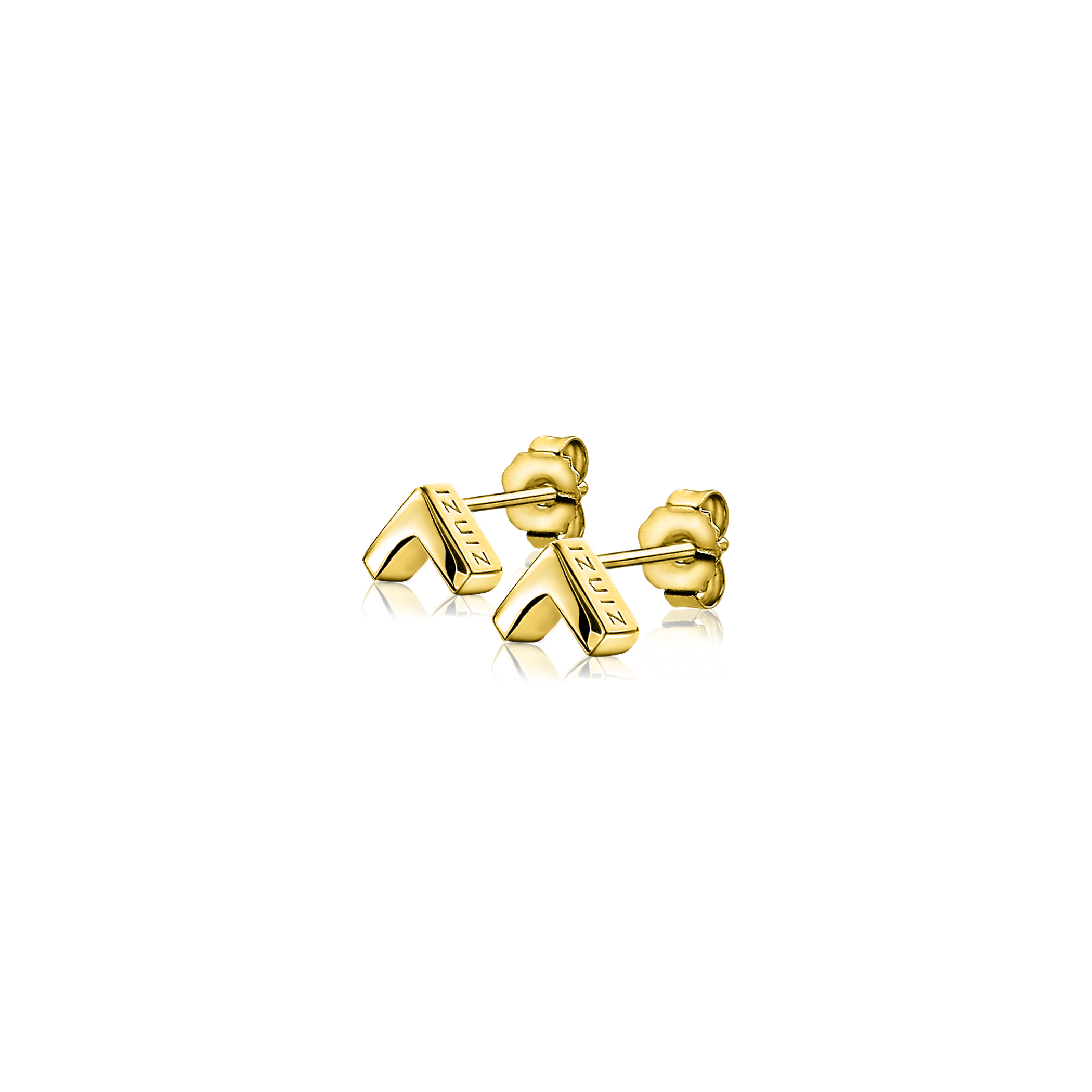 7mm ZINZI Gold Plated Sterling Silver Stud Earrings V-Shape ZIO1380G