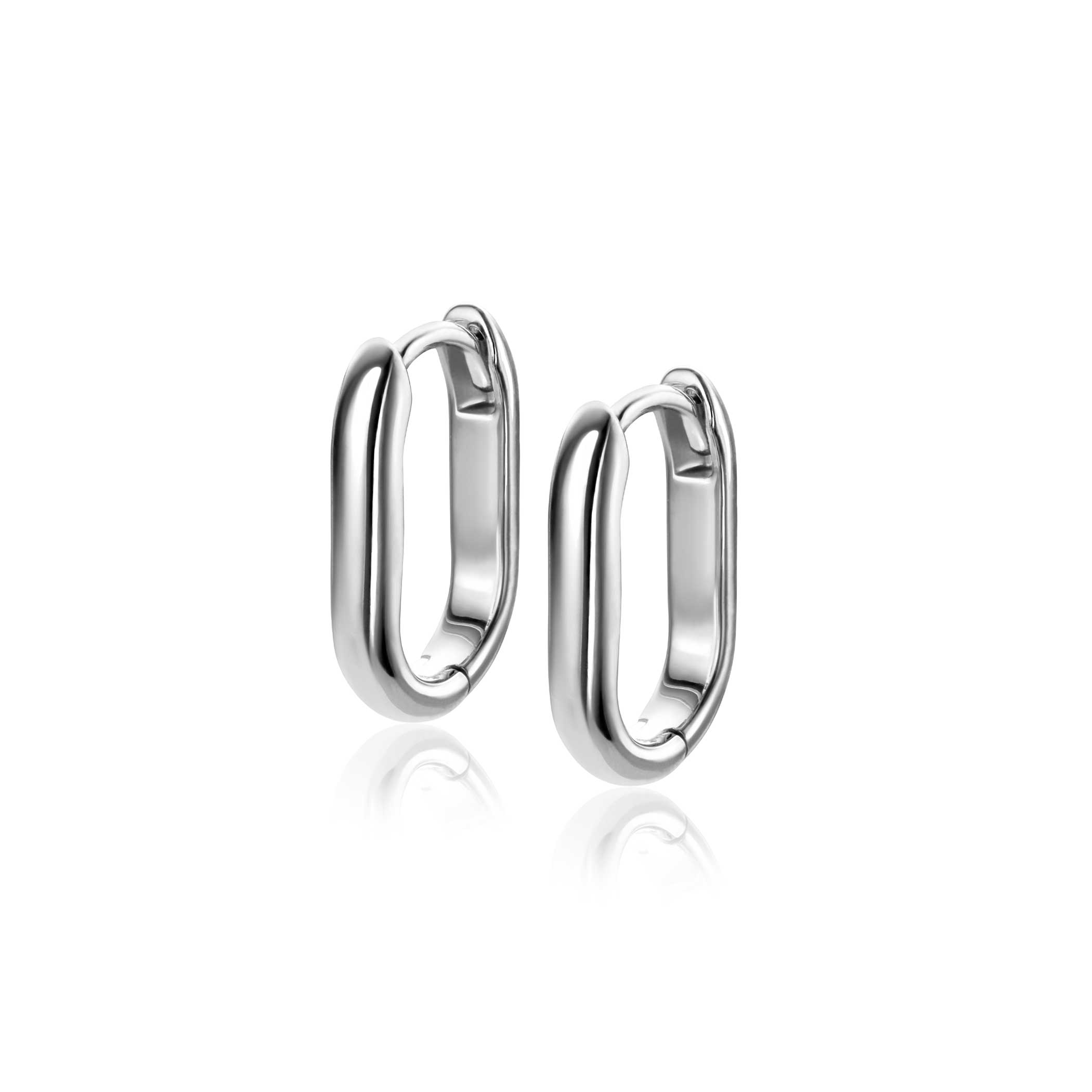 15.5mm ZINZI silver hoops in oval shape with round tube 3mm wide ZIO2604