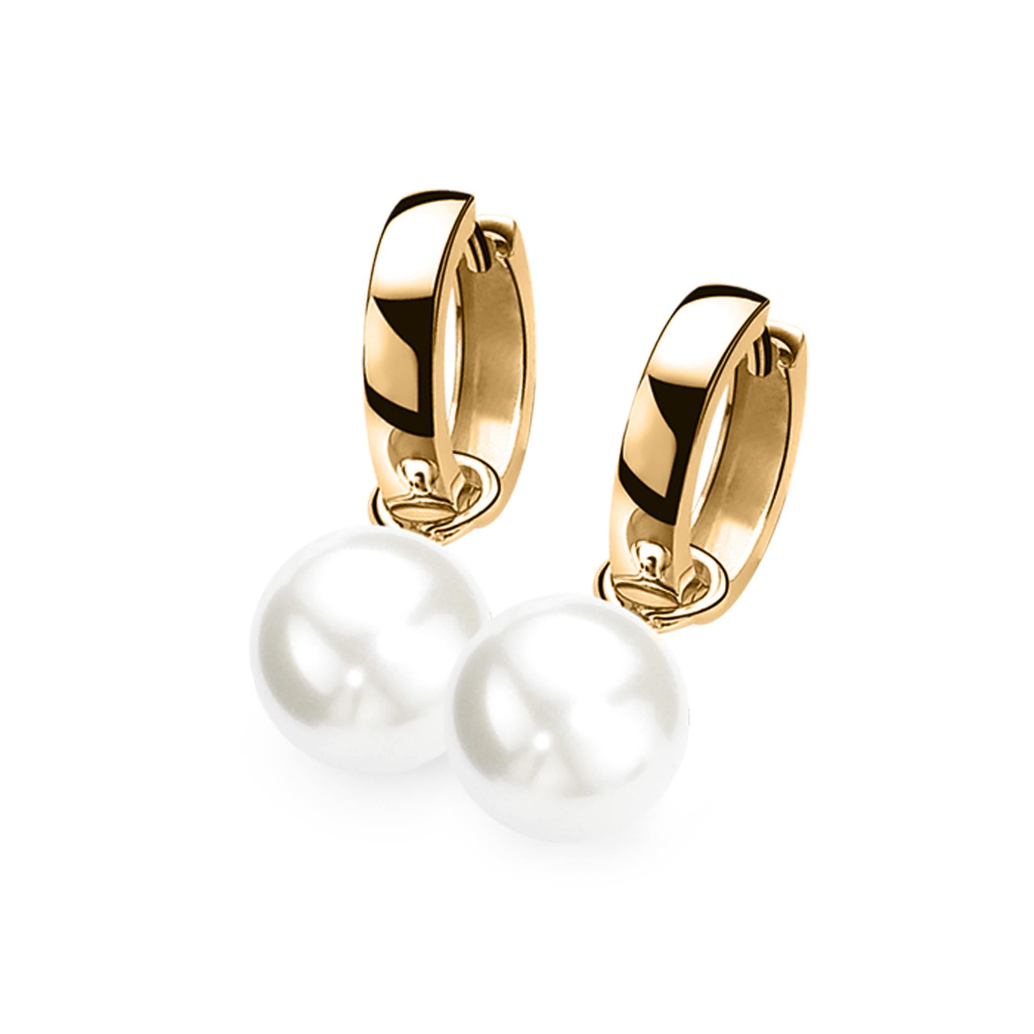 10mm ZINZI Gold Plated Sterling Silver Earrings Pendants Pearl White ZICH266WG (excl. hoop earrings)