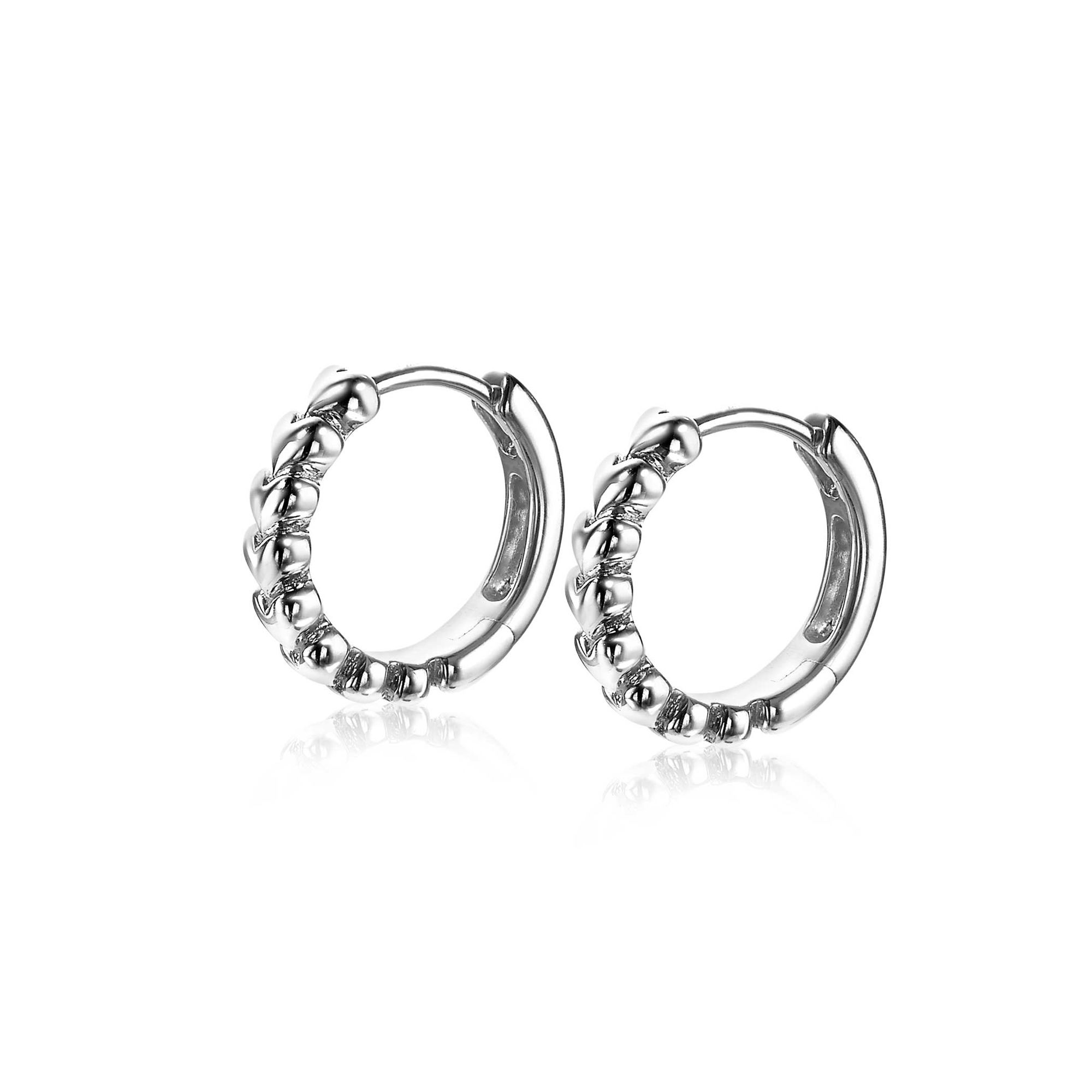 15mm ZINZI Sterling Silver Hoop Earrings Hearts 15x3mm ZIO1798